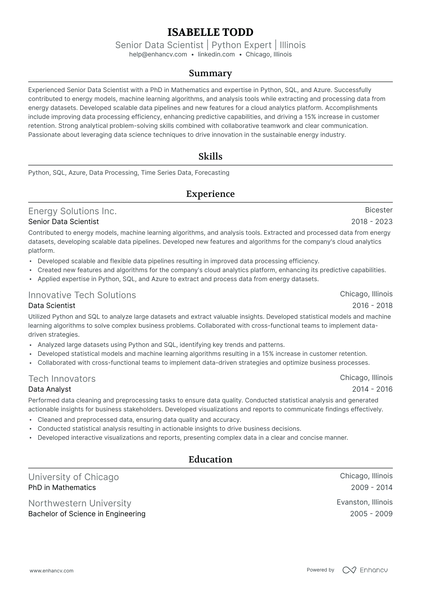 A resume example of a Ivy League