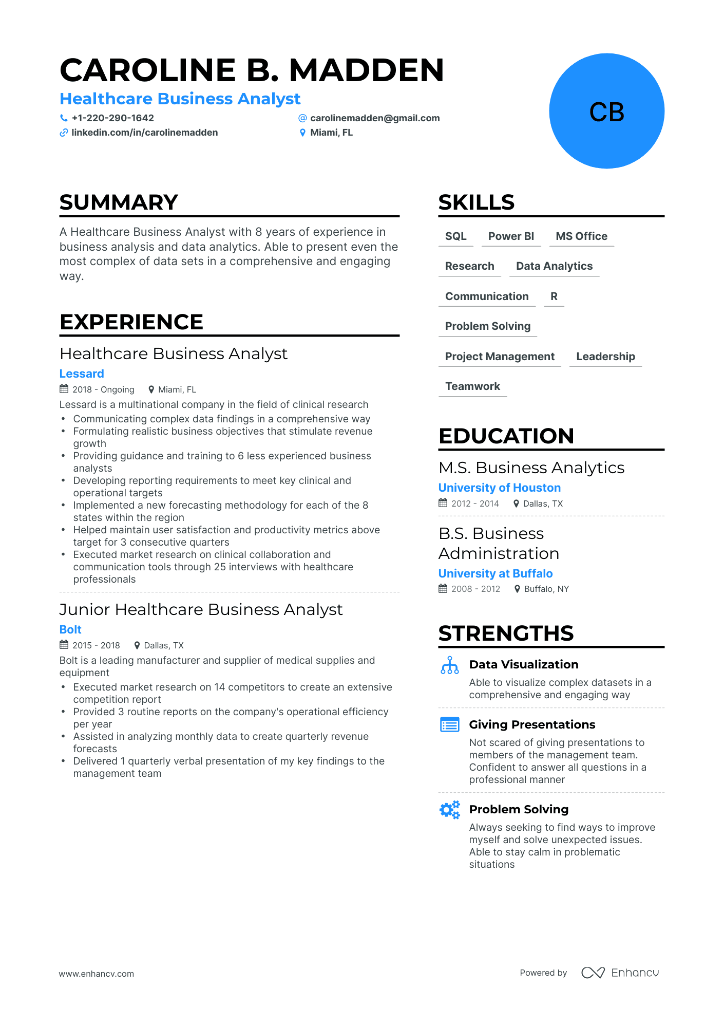 Simple Healthcare Business Analyst Resume Template