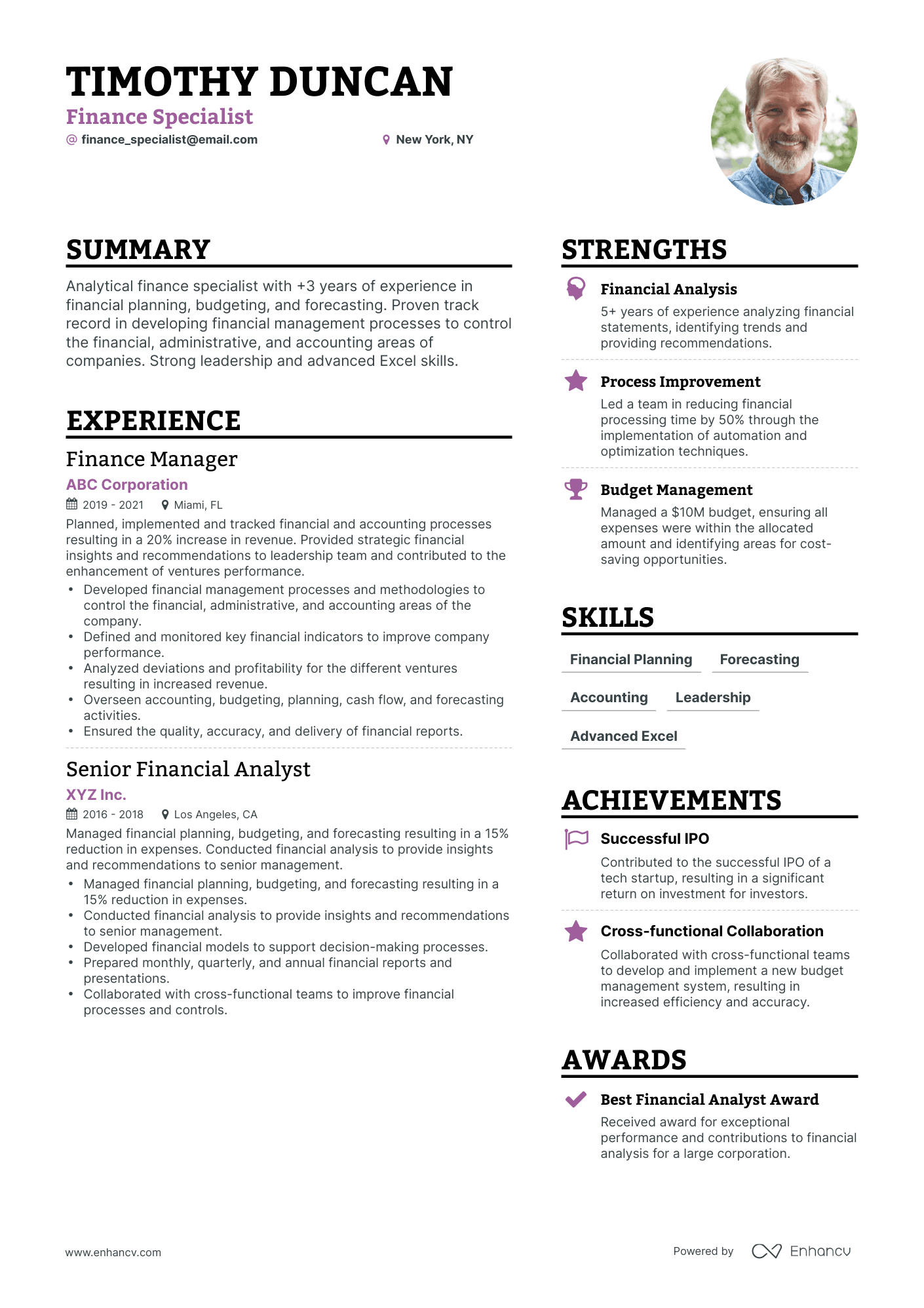 Simple Finance Specialist Resume Template