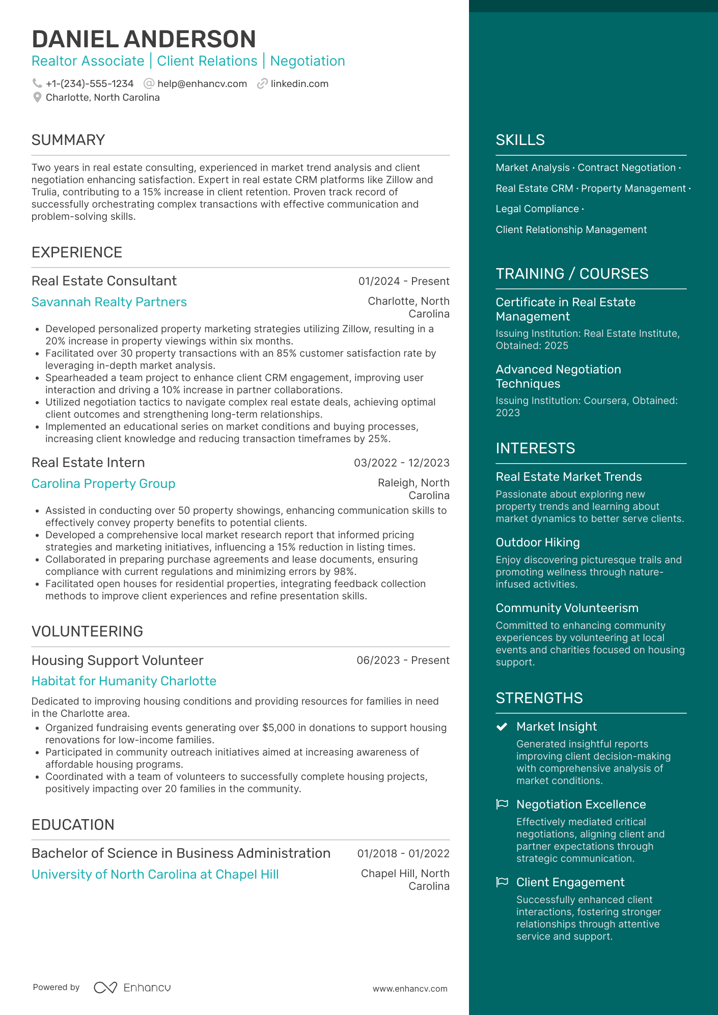 A resume example of a Realtor Associate