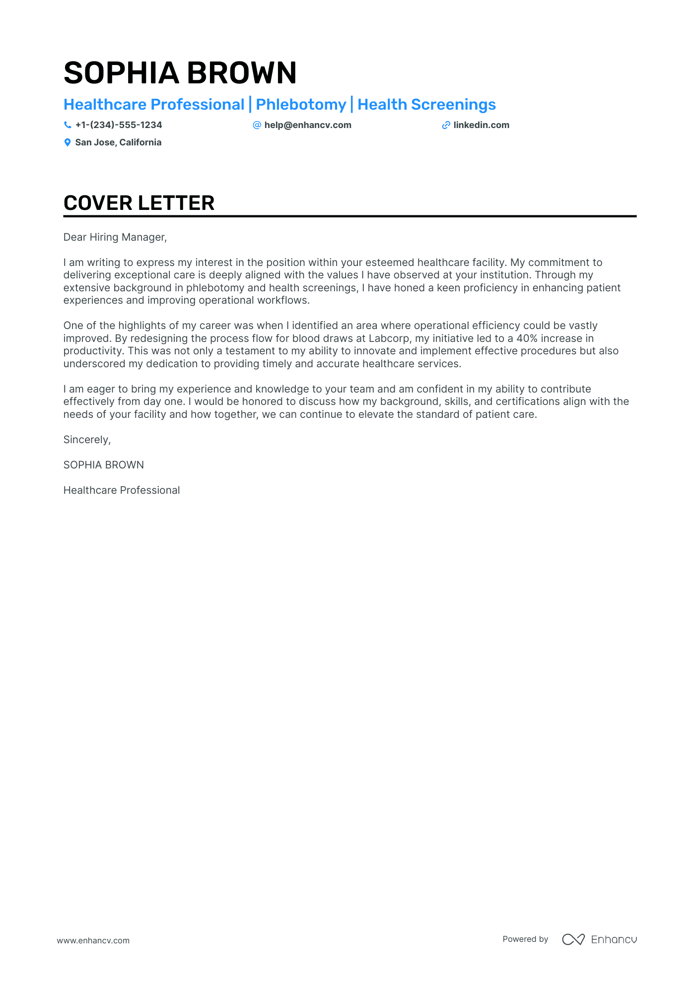 sample cover letter for phlebotomist position