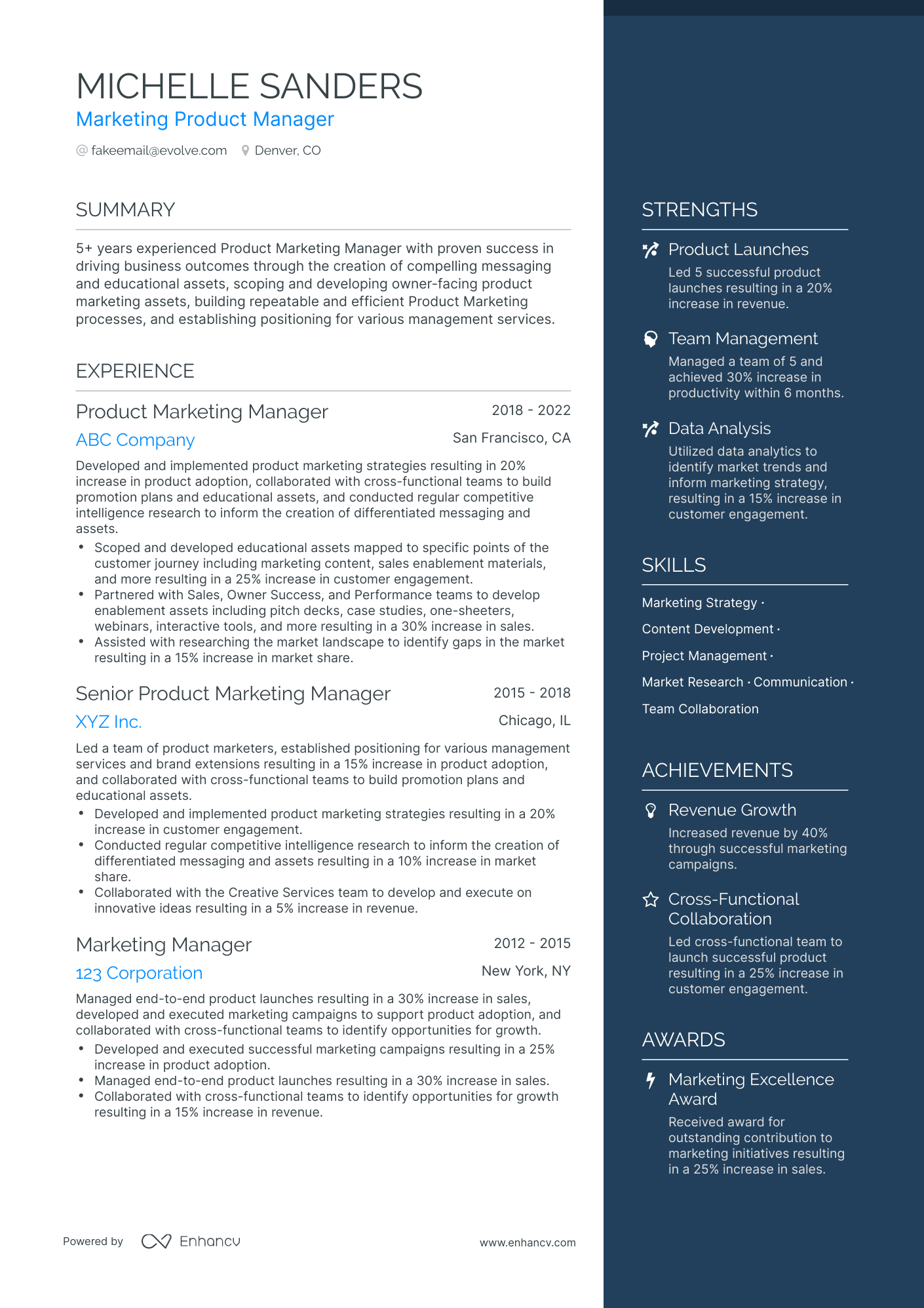 marketing manager responsibilities in resume