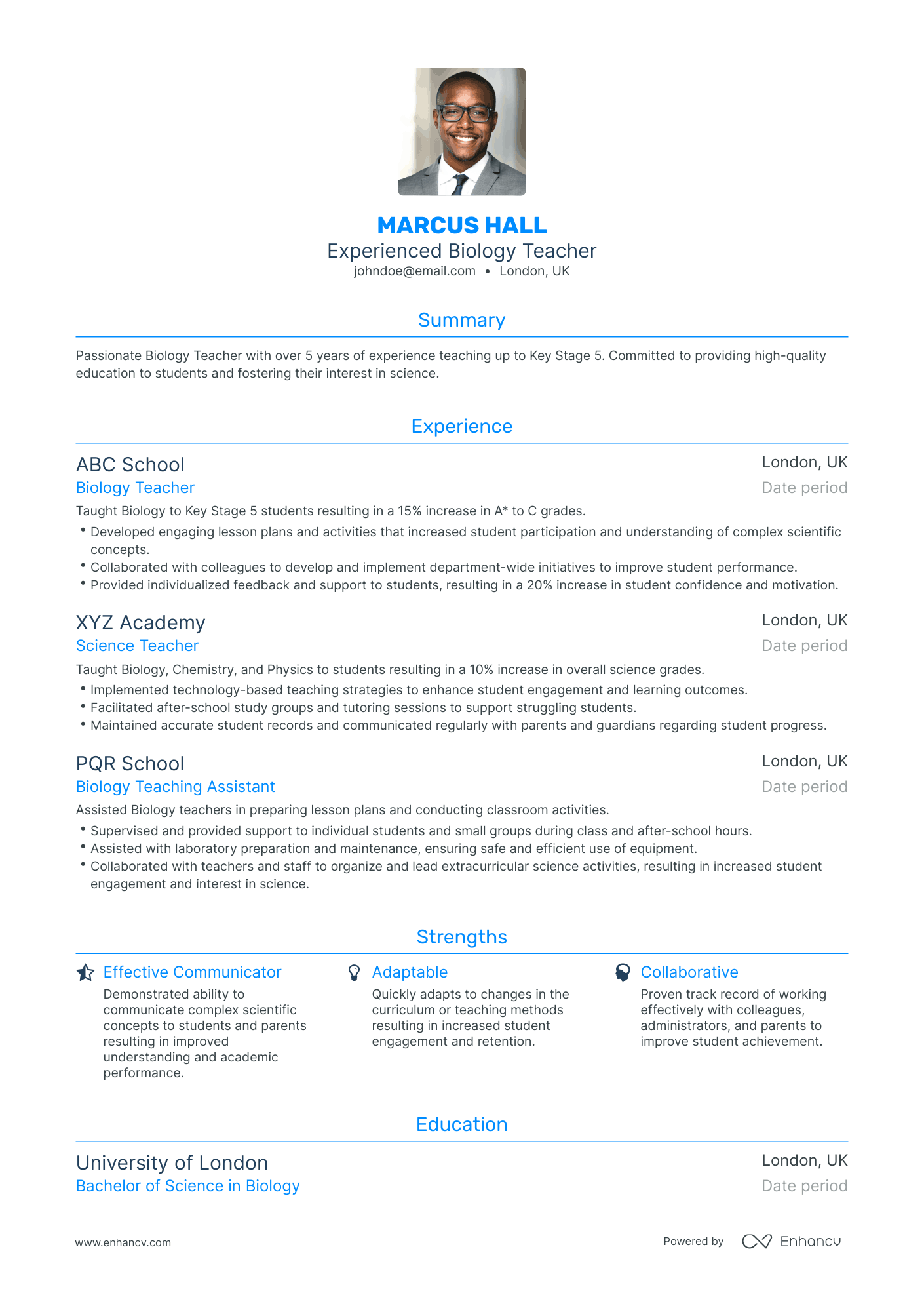 Traditional Biology Resume Template