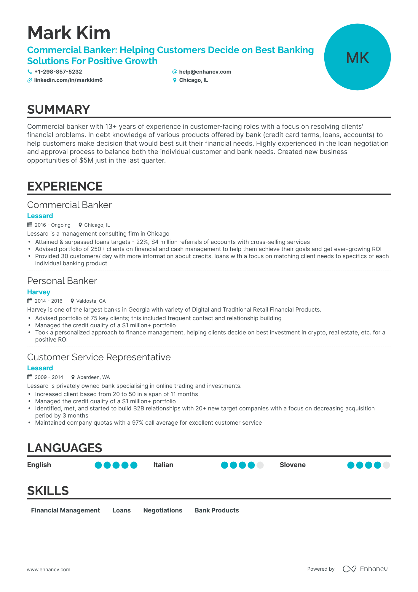 Classic Commercial Banking Resume Template