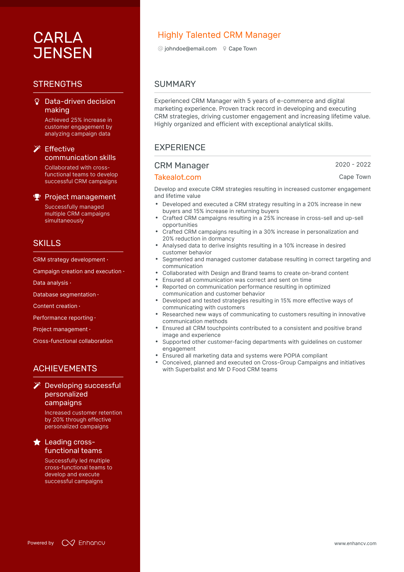 Polished CRM Manager Resume Template