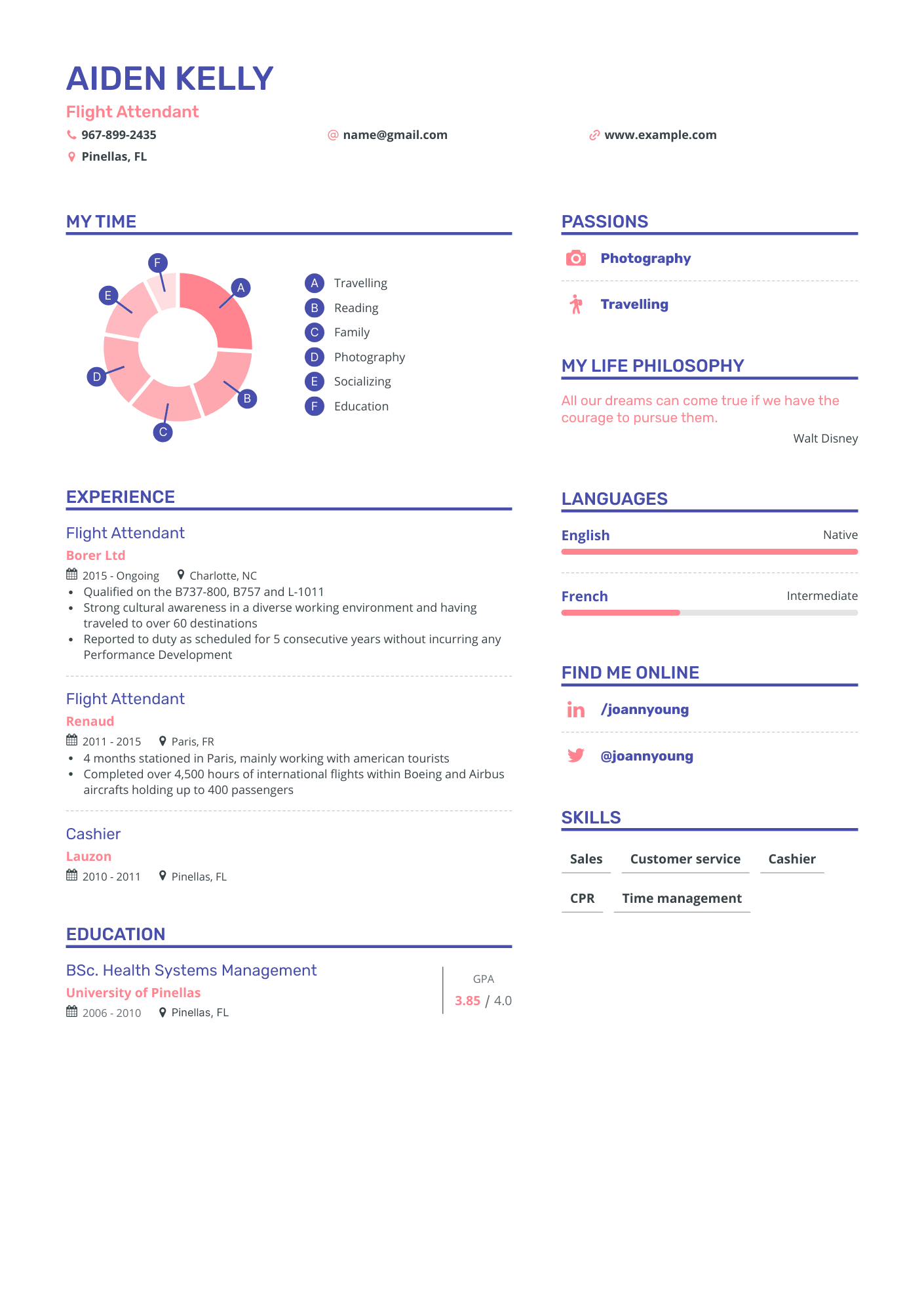 Simple Flight Attendant Resume Template