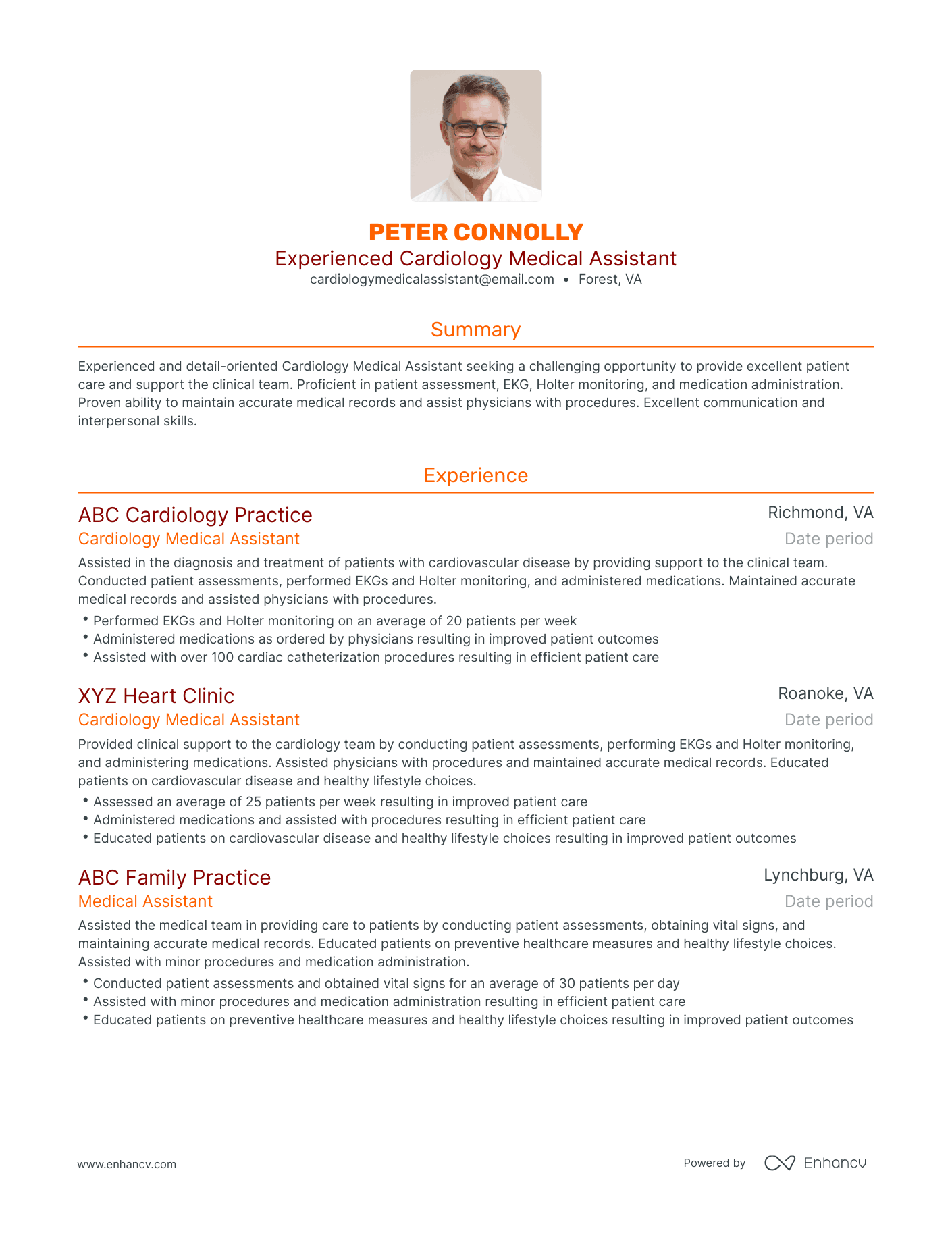 Traditional Cardiology Medical Assistant Resume Template