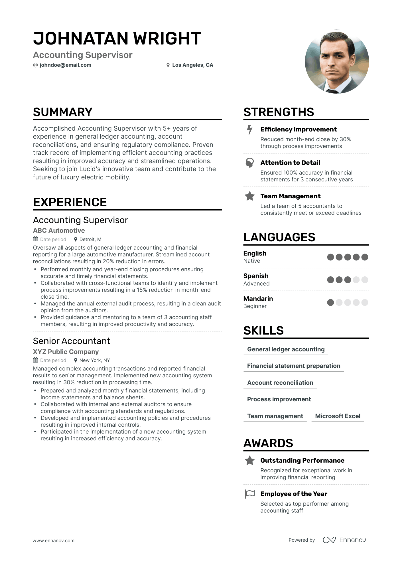 Simple Accounting Supervisor Resume Template