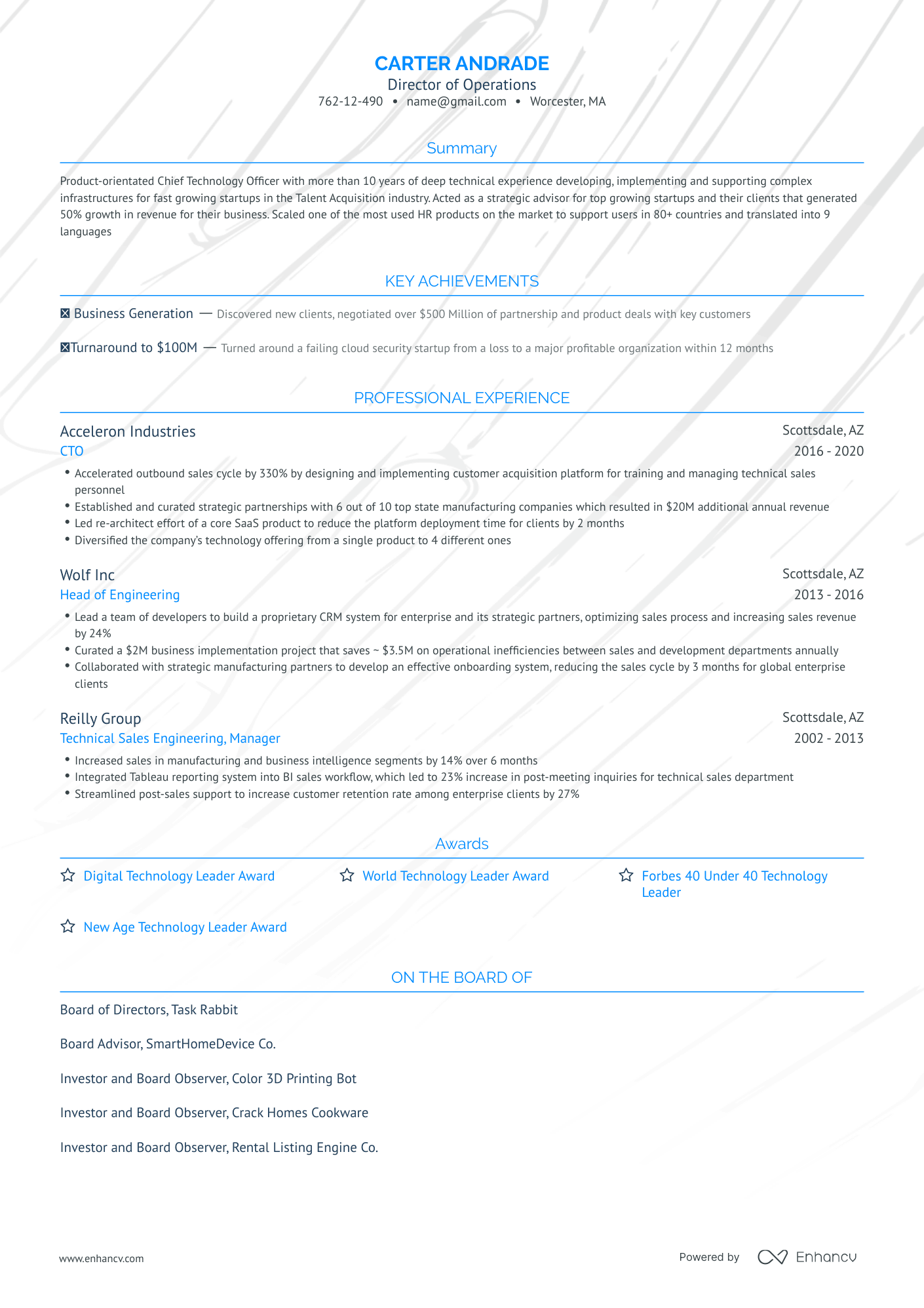 Traditional Director Of Operations Resume Template
