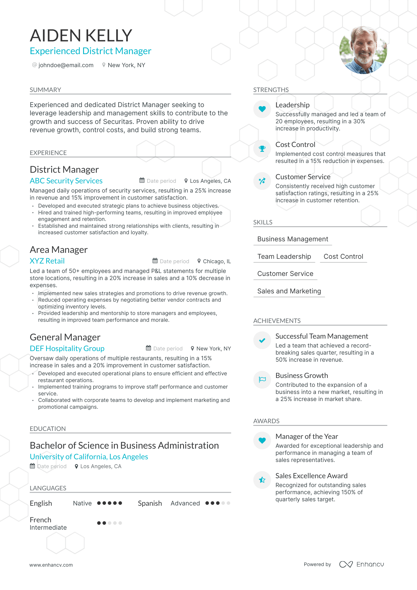Modern District Manager Resume Template