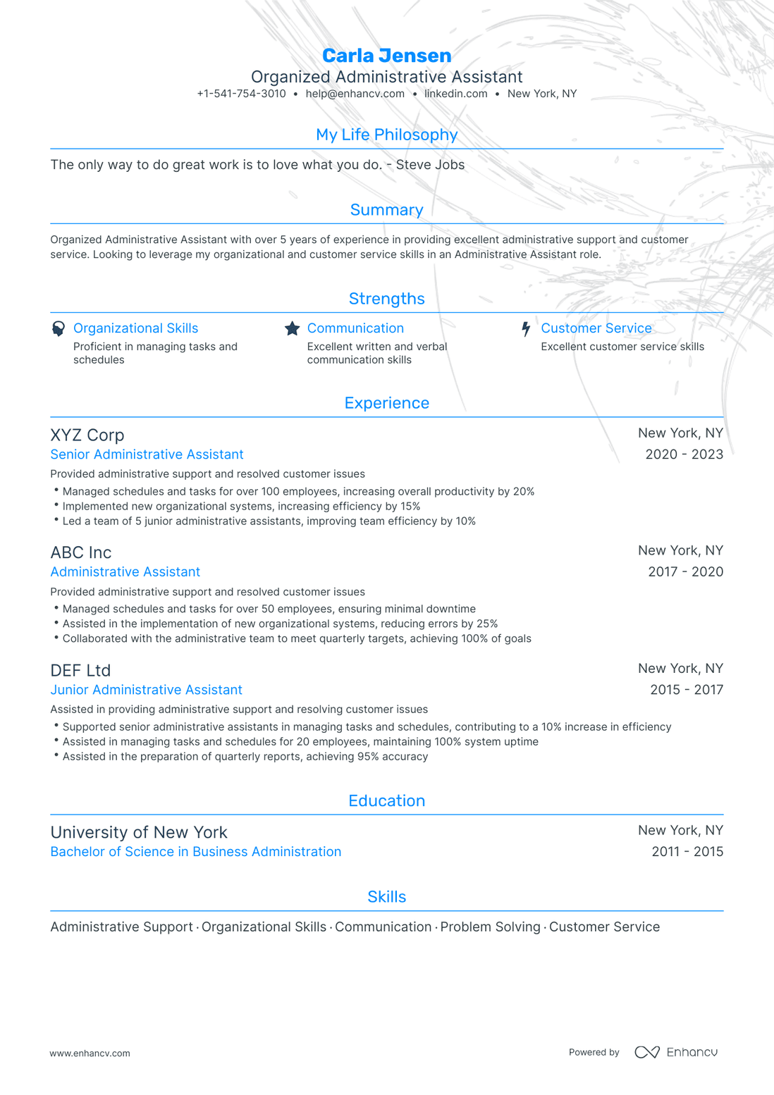 Traditional Administrative Assistant Resume Template