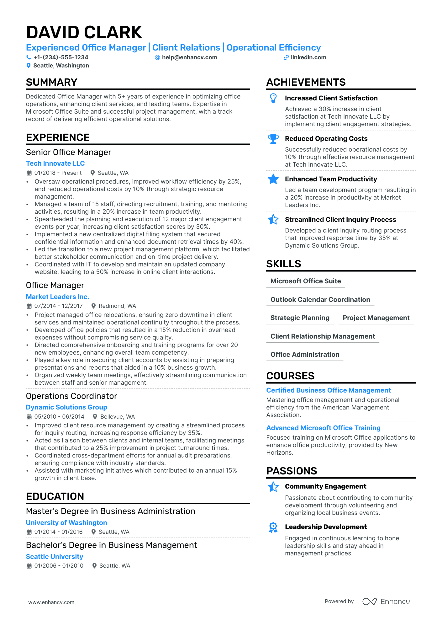 resume for office manager