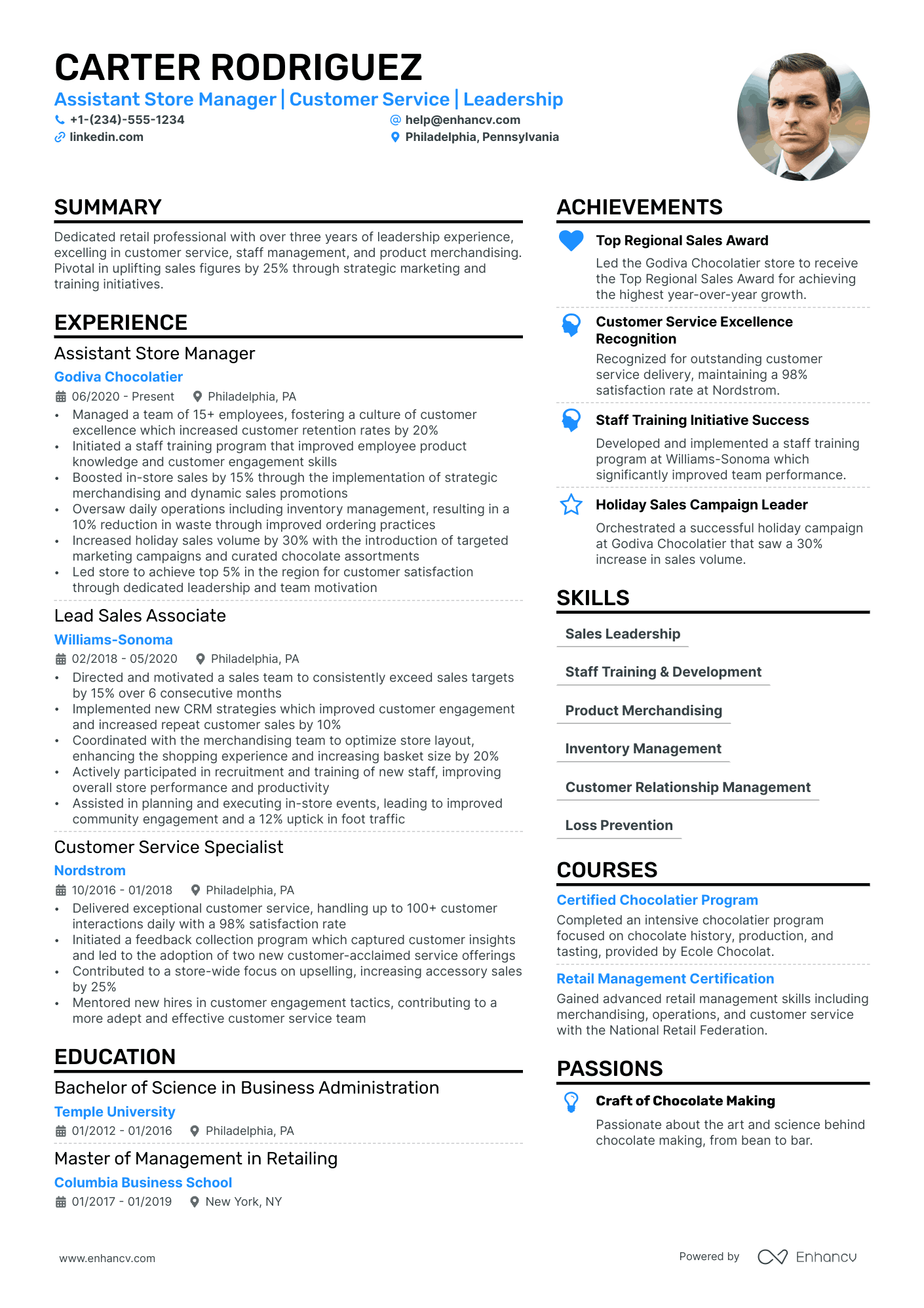 applying for assistant manager position resume
