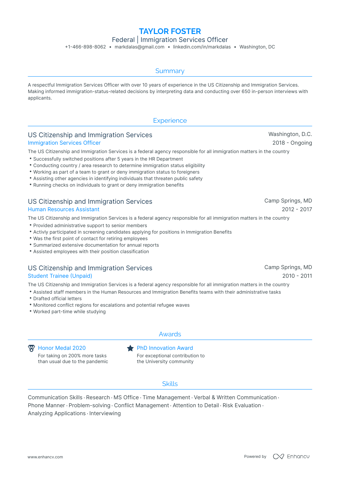 Traditional Federal Resume Template