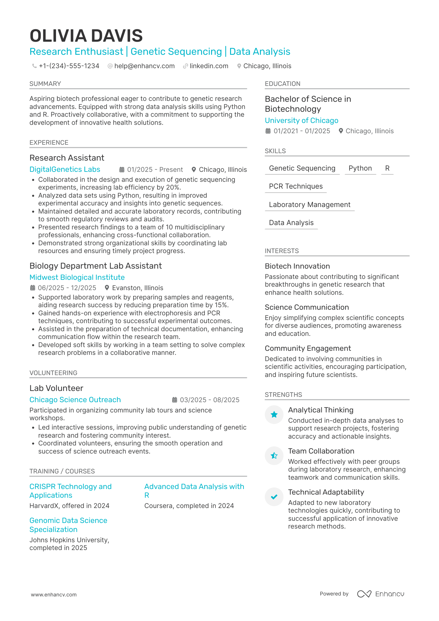 A resume example of a Research Associate Intern