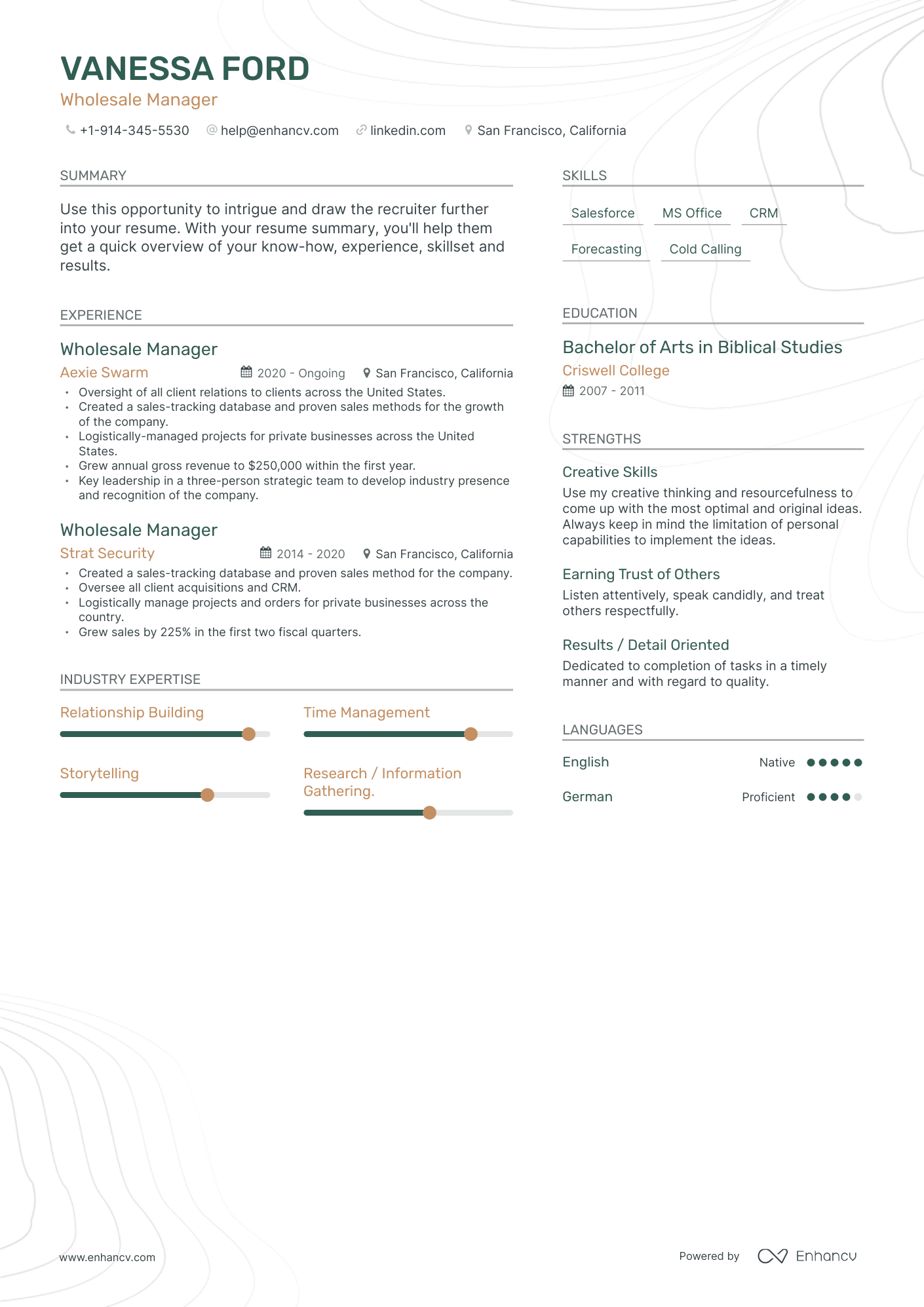 Wholesale Manager Resume Examples & Guide for 2023 (Layout, Skills