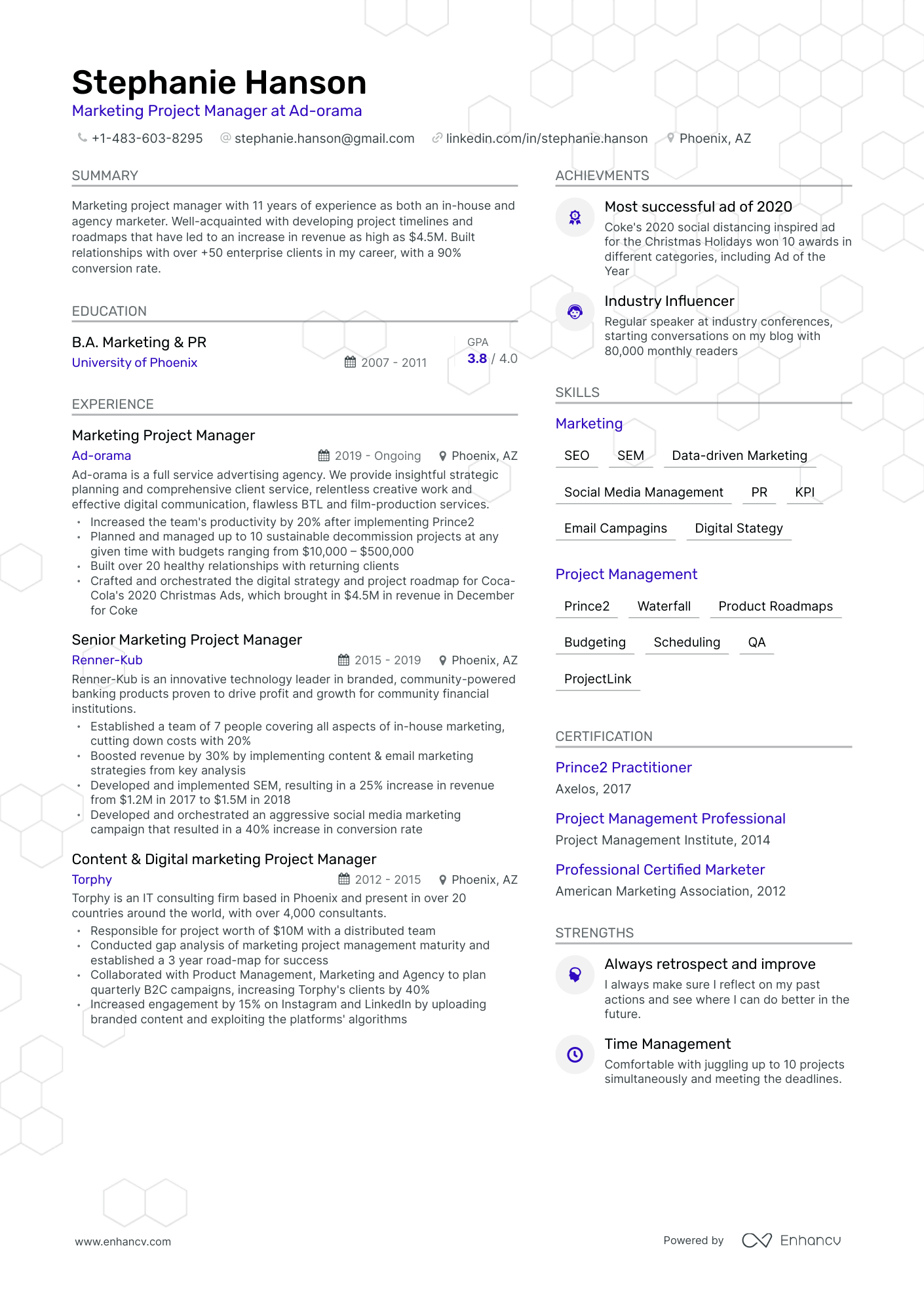 pmp certified project manager resume sample