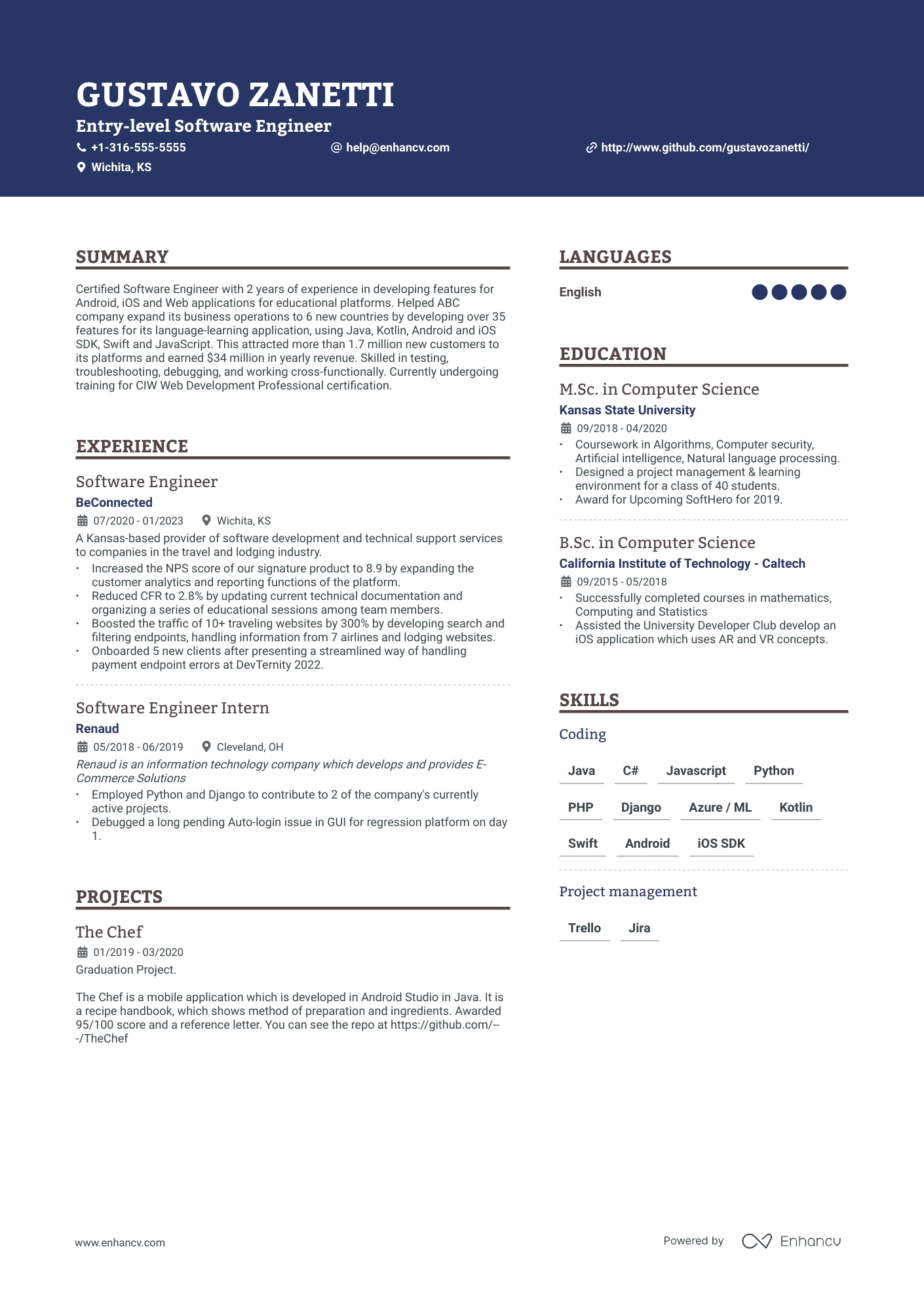 resume templates for software engineer