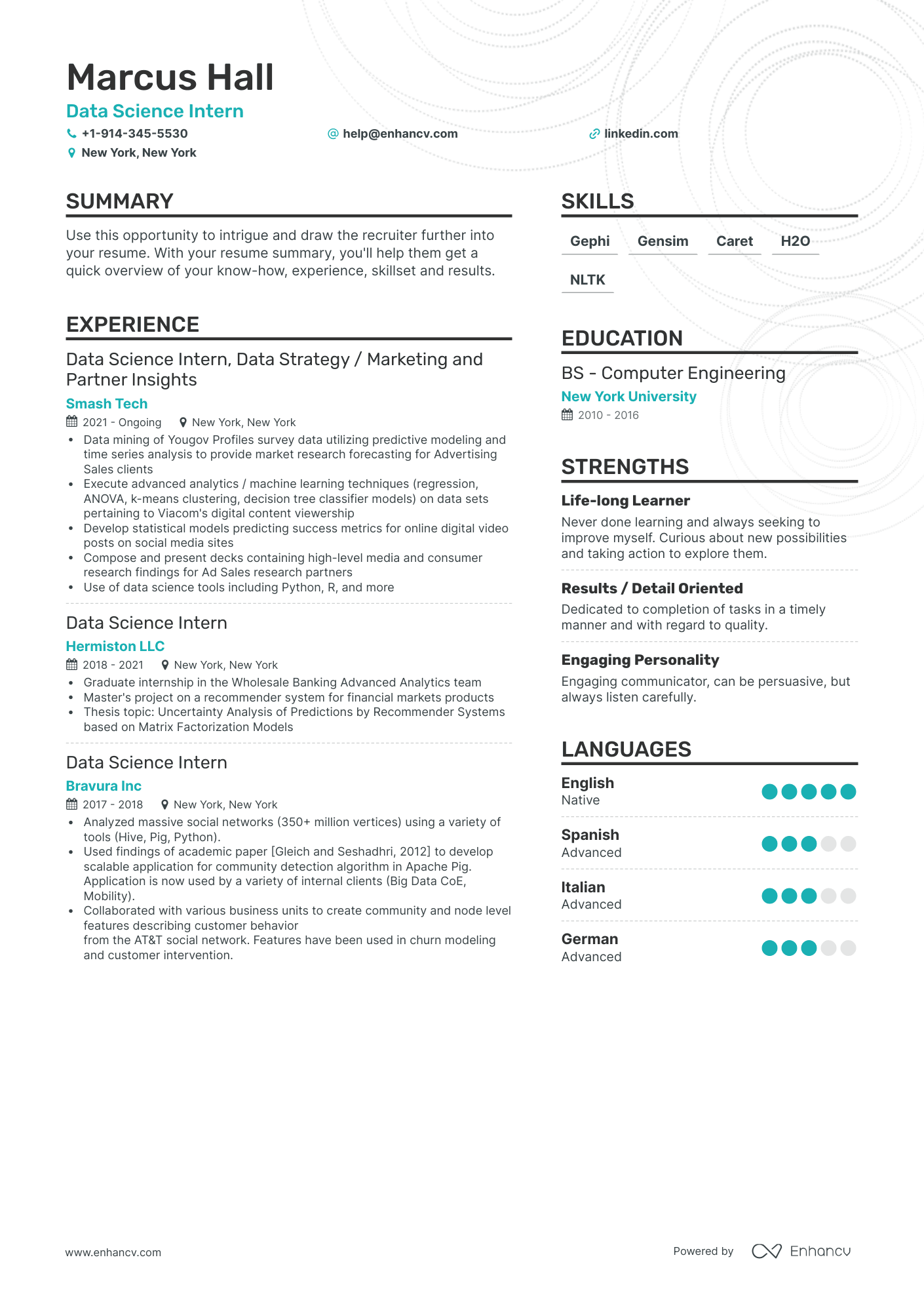 Data Science Intern Resume Examples & Guide for 2023 (Layout, Skills ...