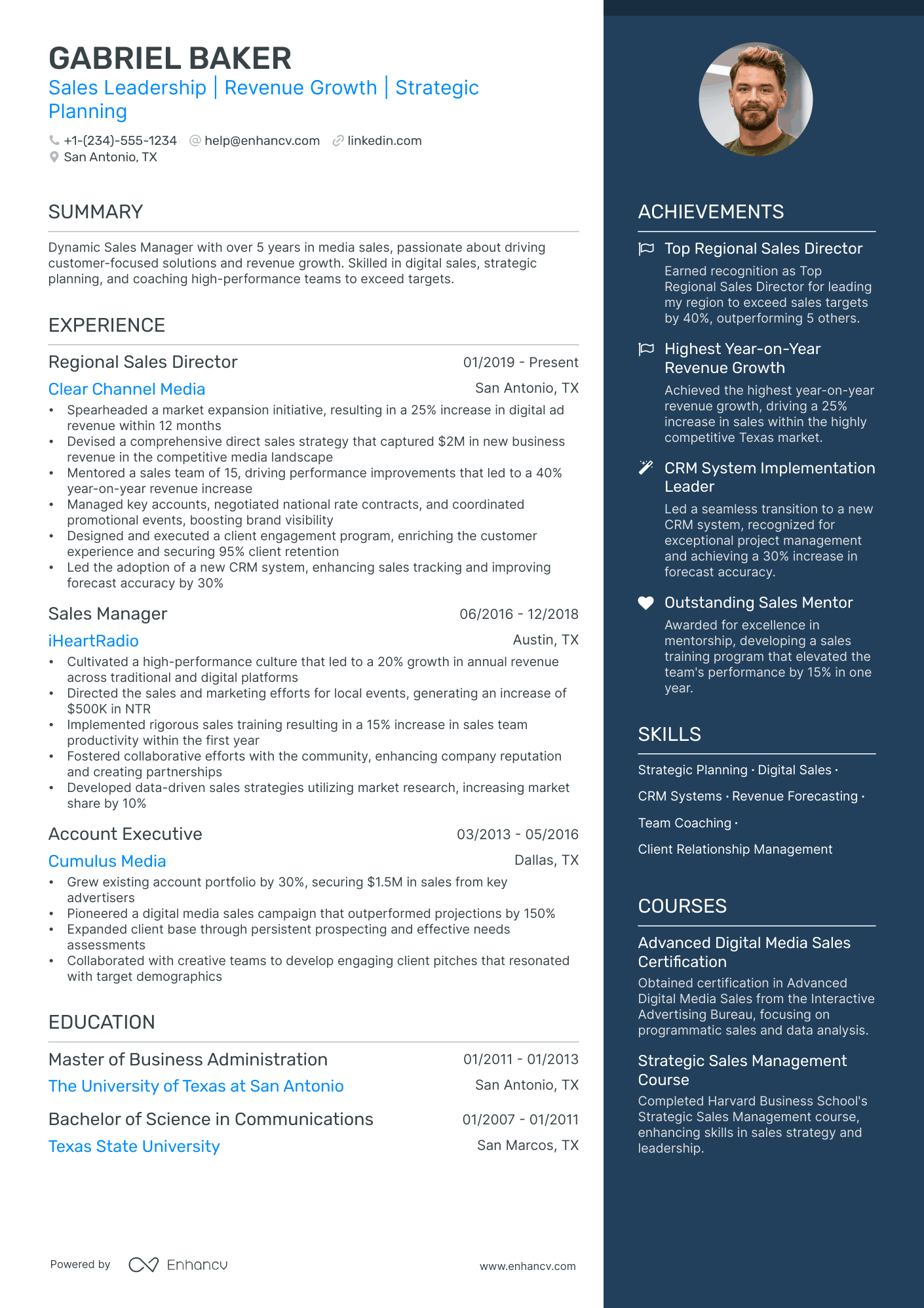 sample resume of general manager sales