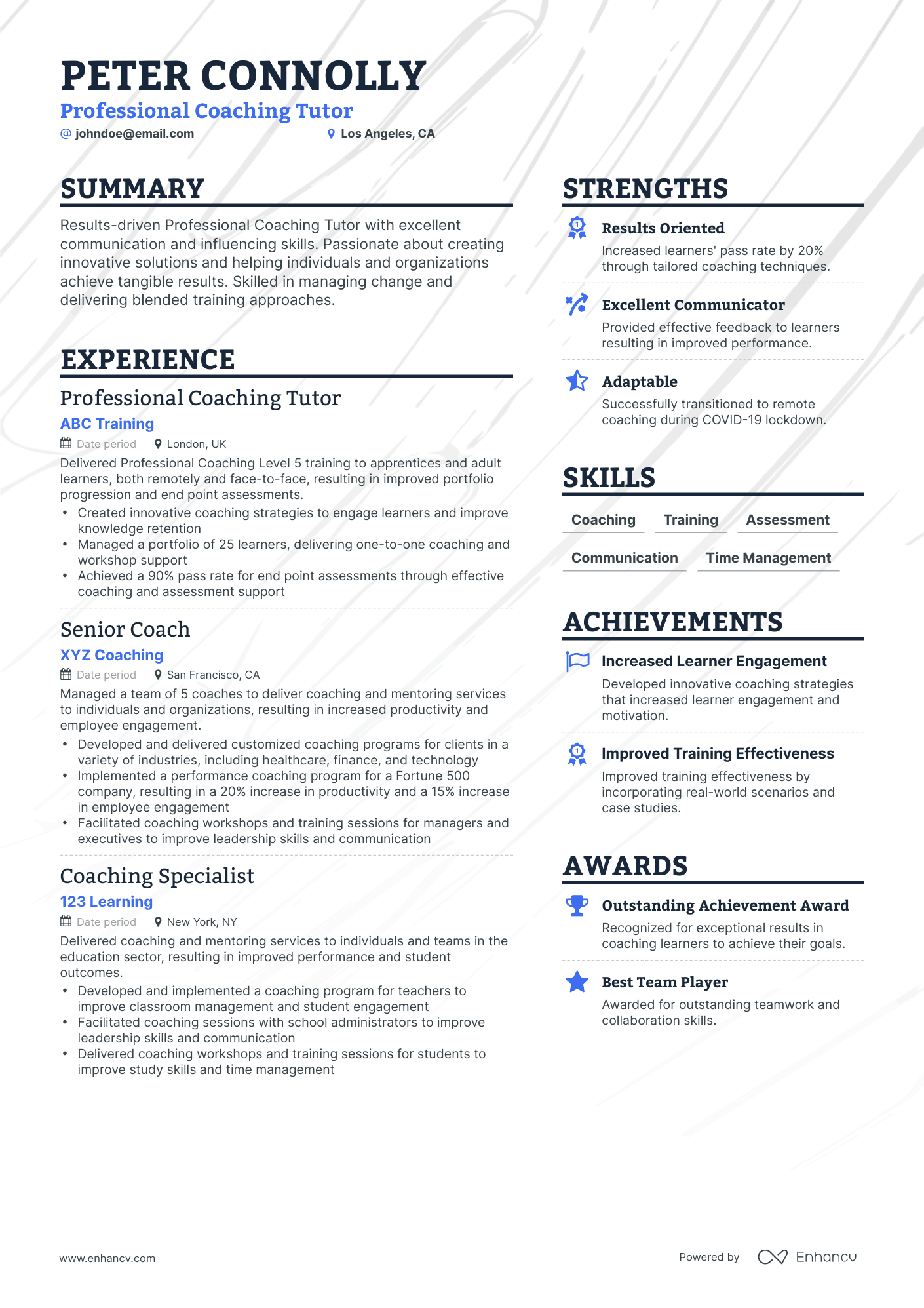 Simple Coaching Resume Template