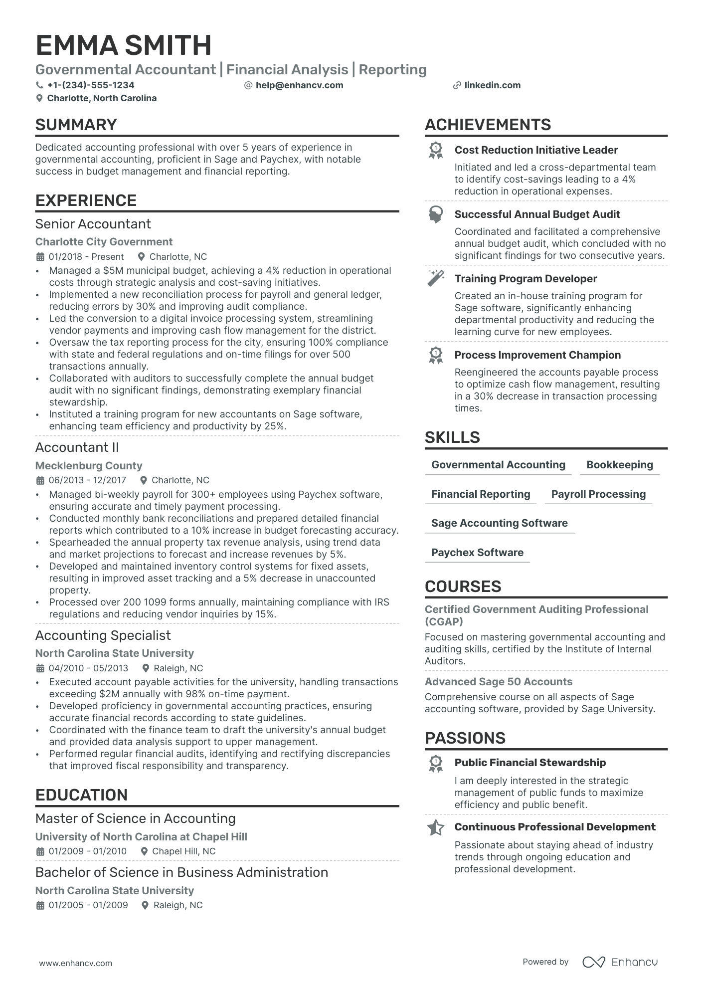 resume format for school accountant