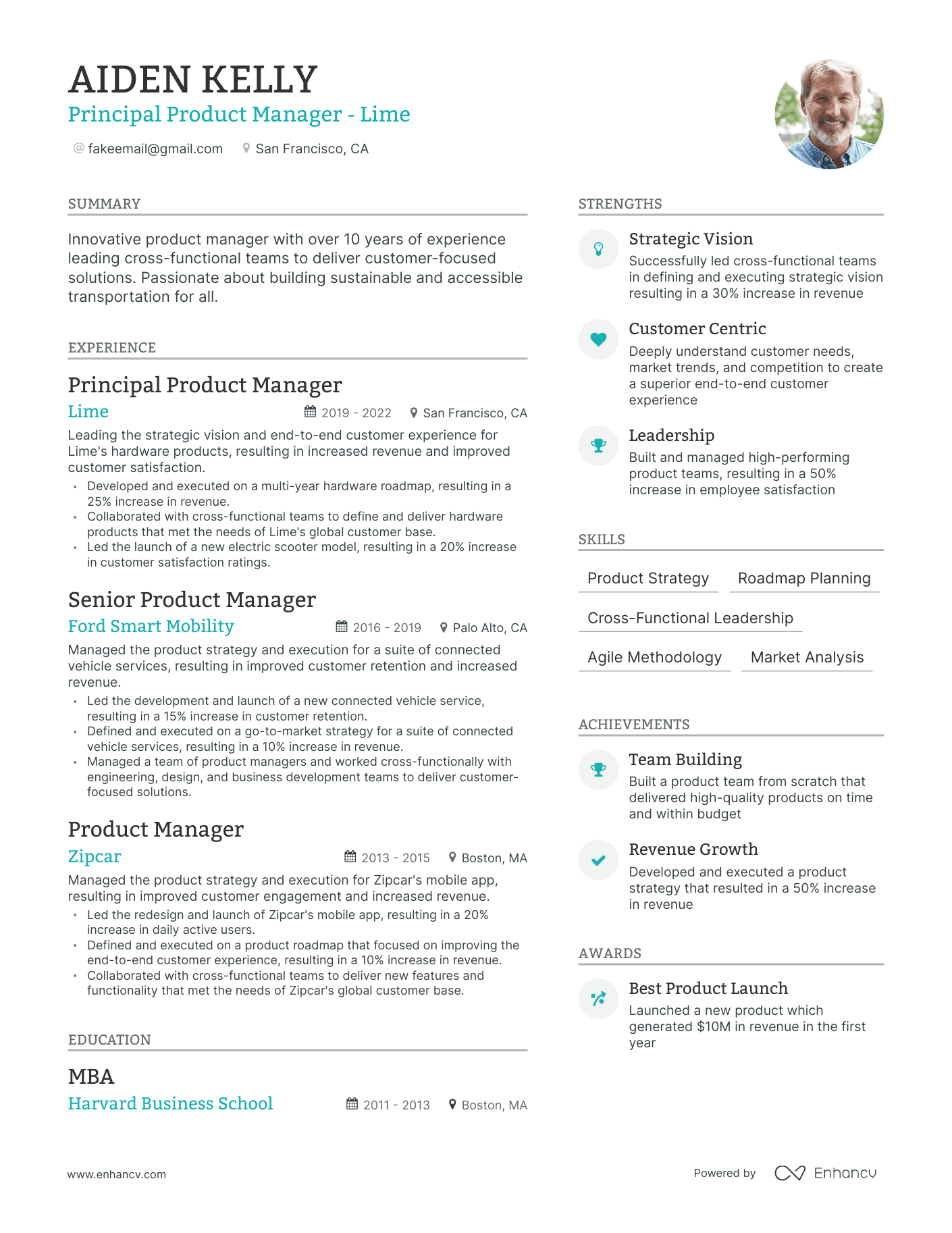 Modern Principal Product Manager Resume Template