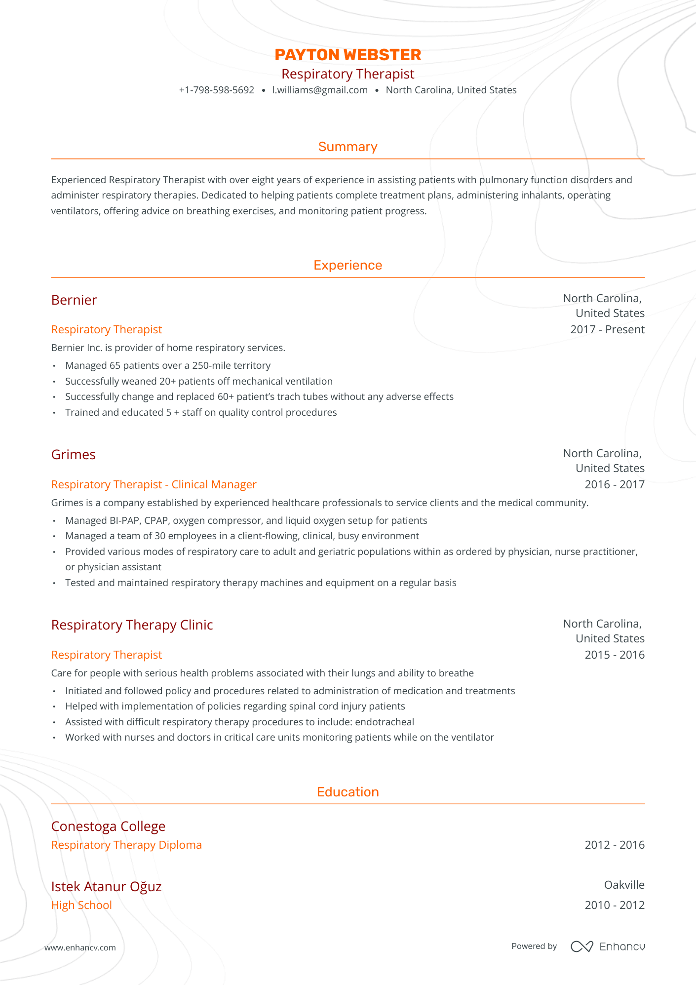 resume profile examples for healthcare