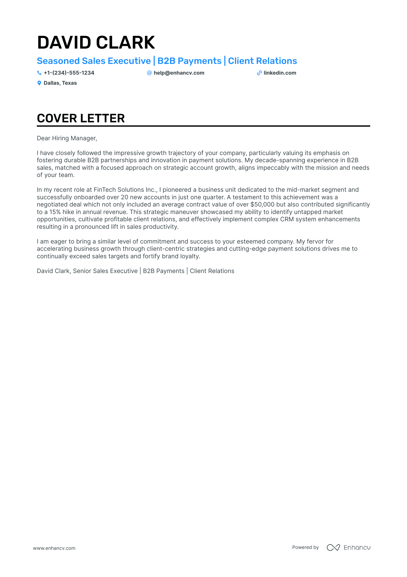 cover letter email sales