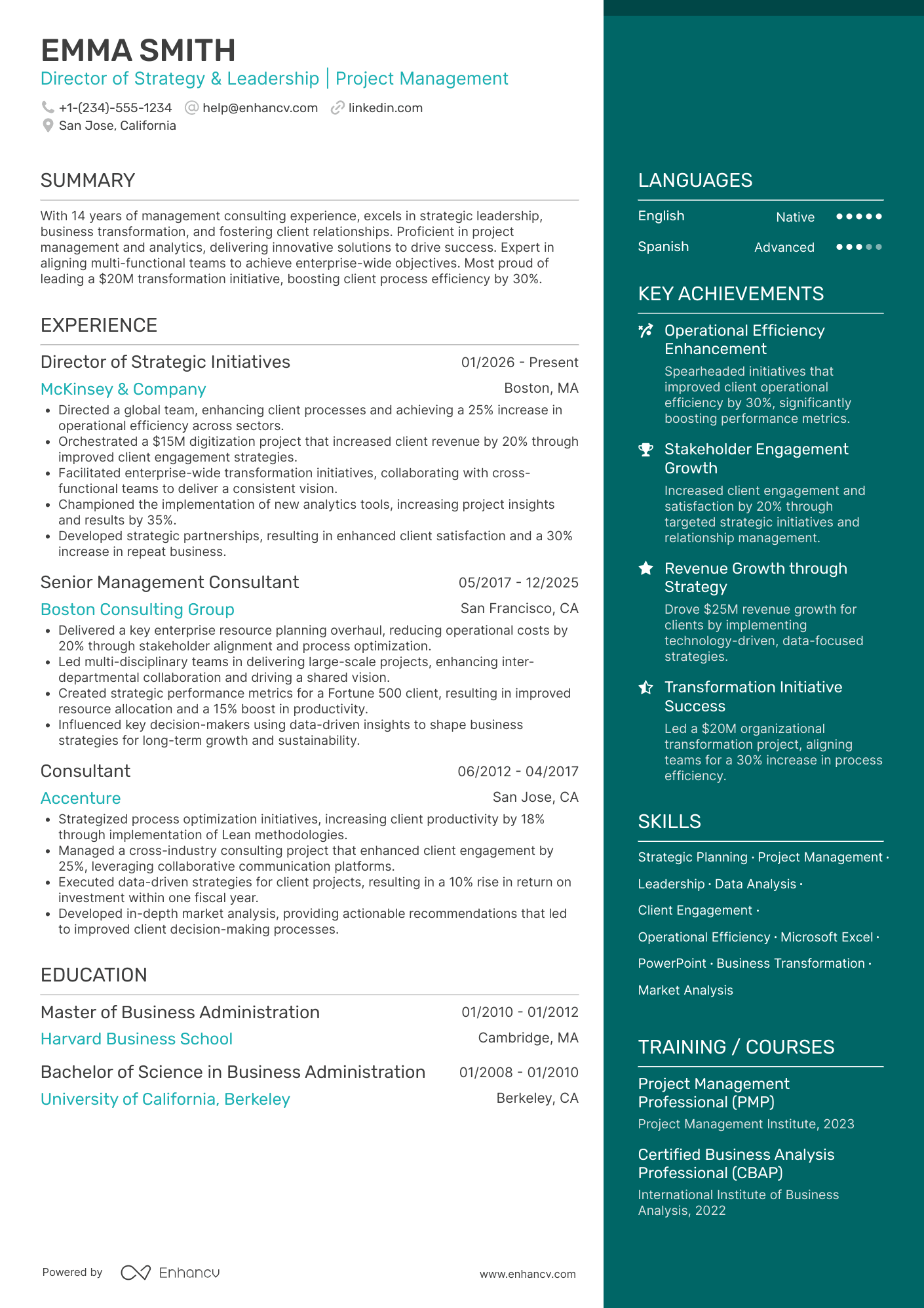 A resume example of a Associate Managing Director