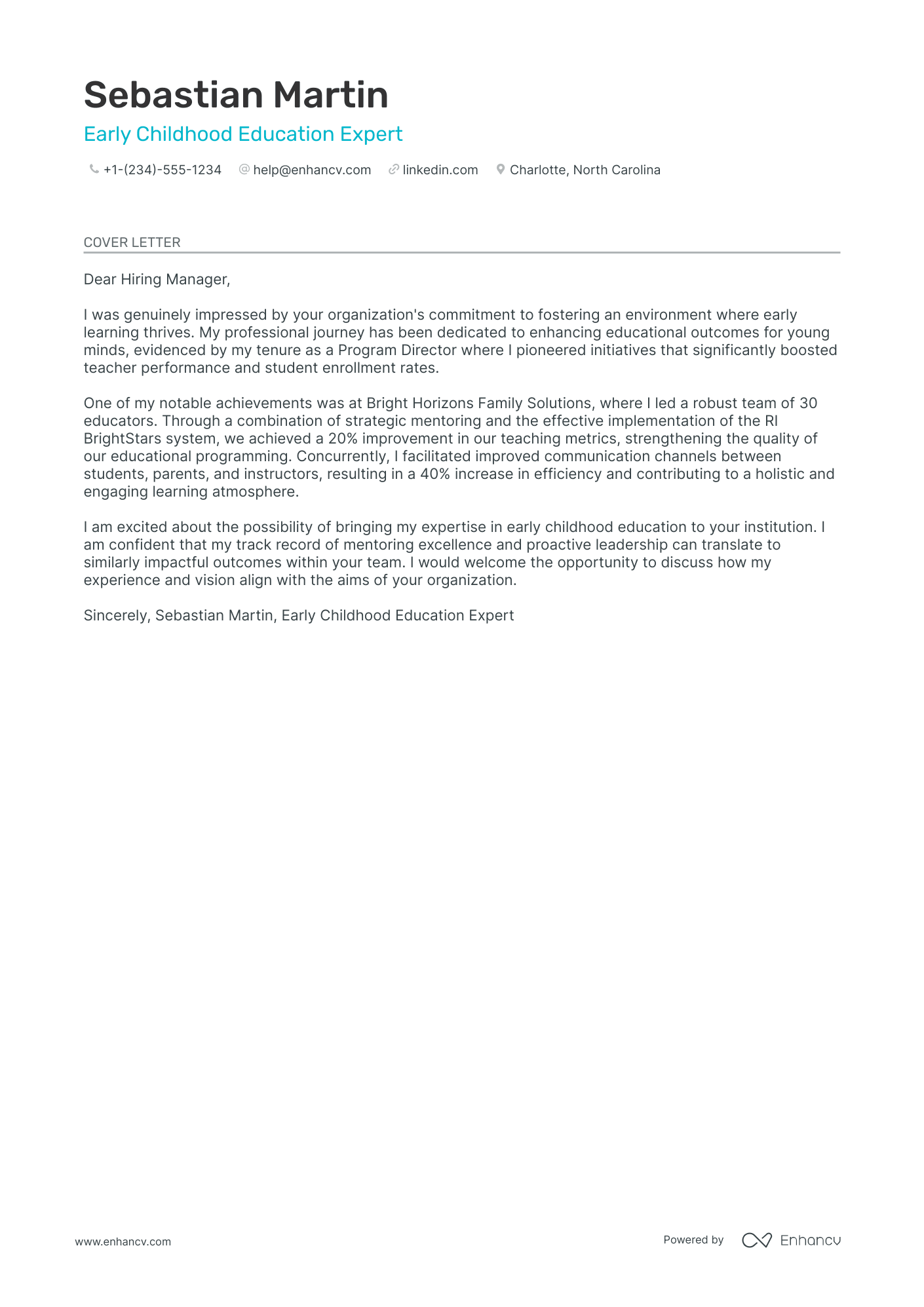 cover letter example for learning mentor