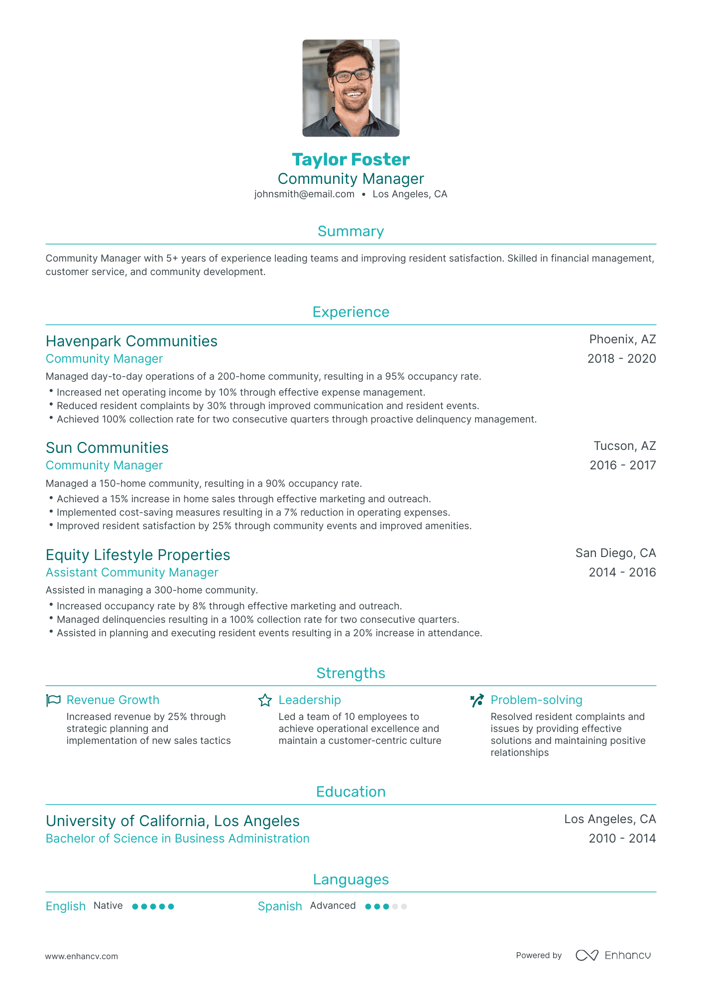 Traditional Community Manager Resume Template