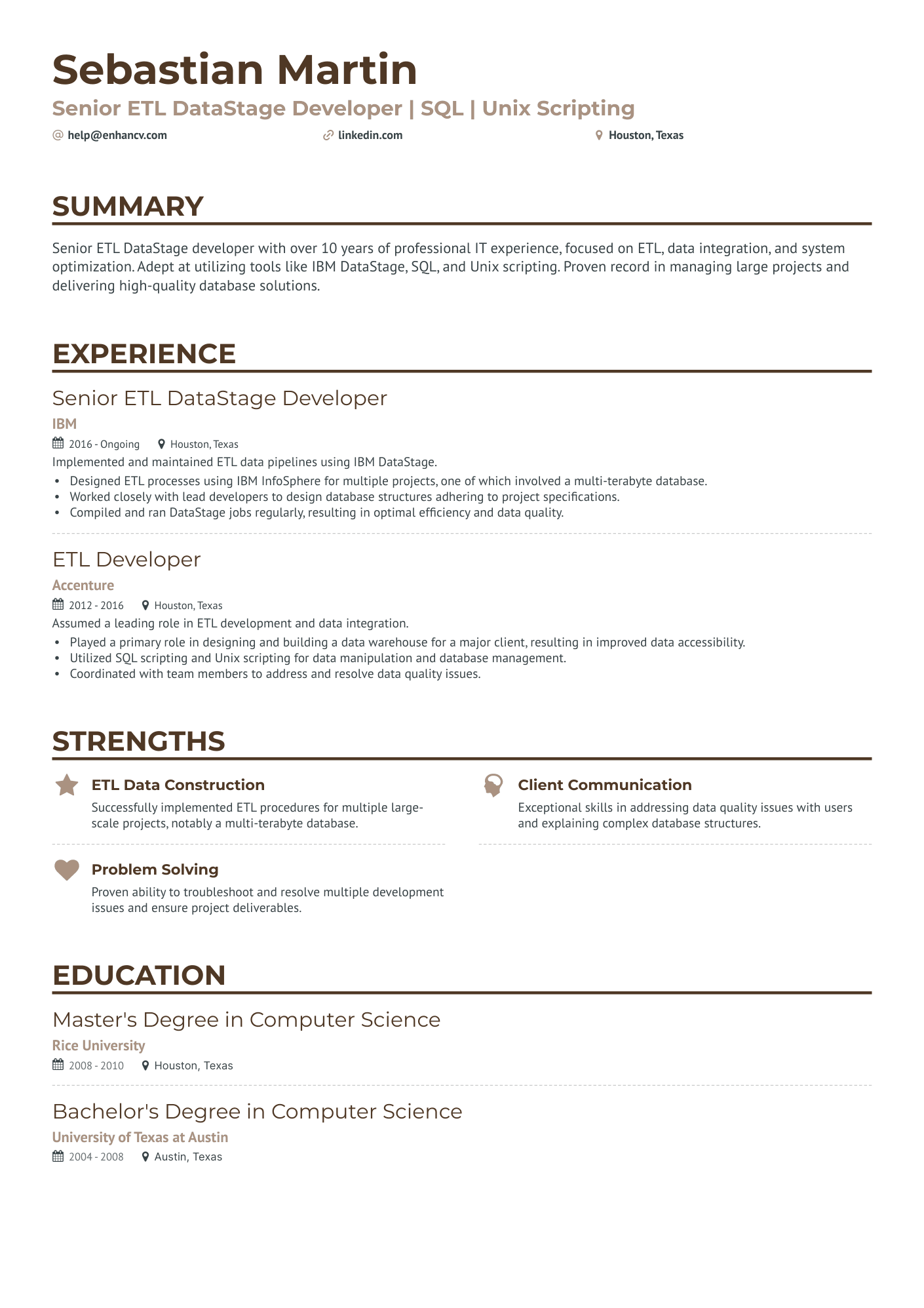 sample resume for talend developer