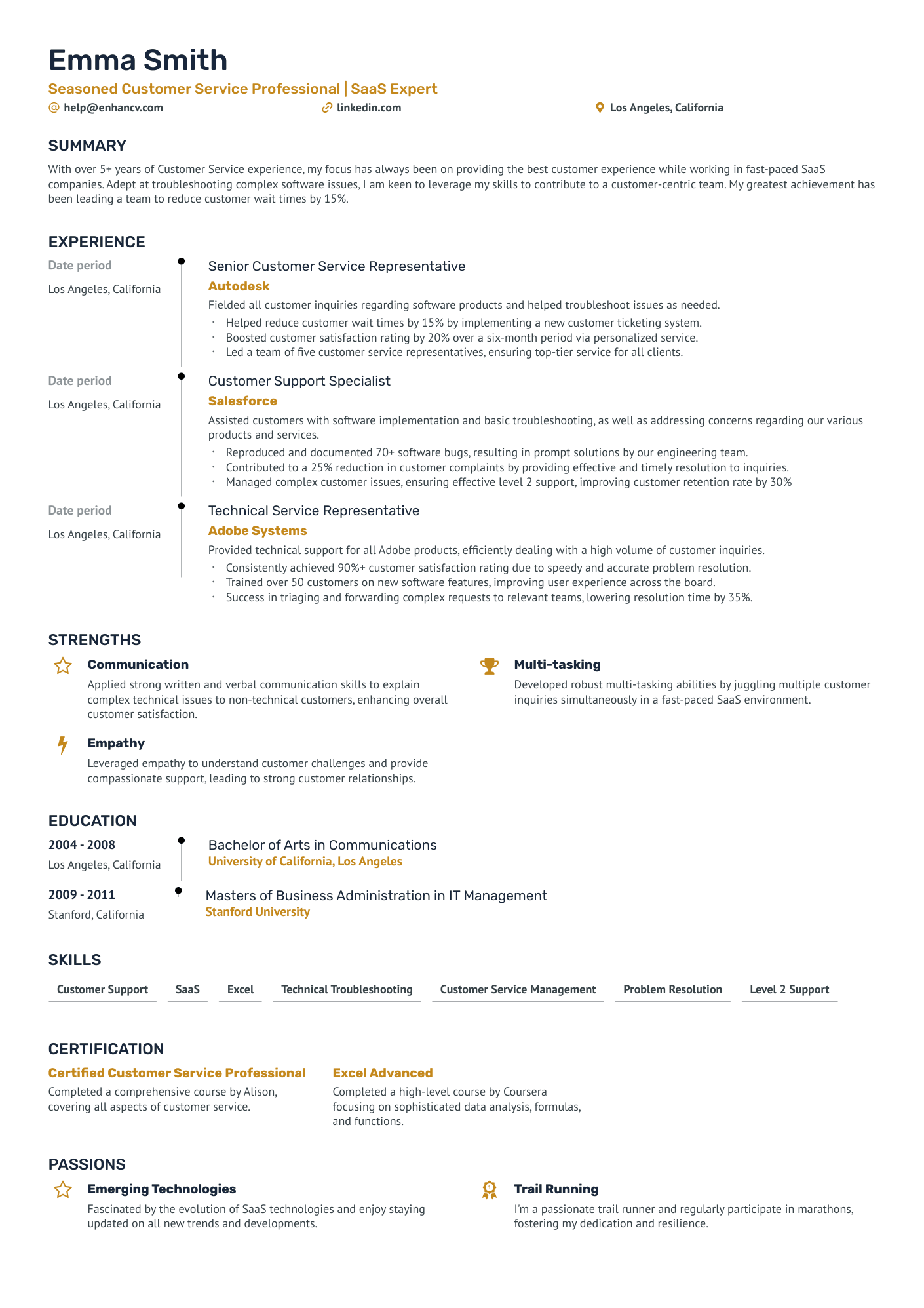 customer service summary resume sample