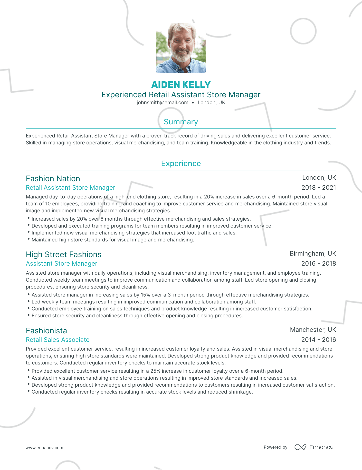 Traditional Retail Assistant Store Manager Resume Template