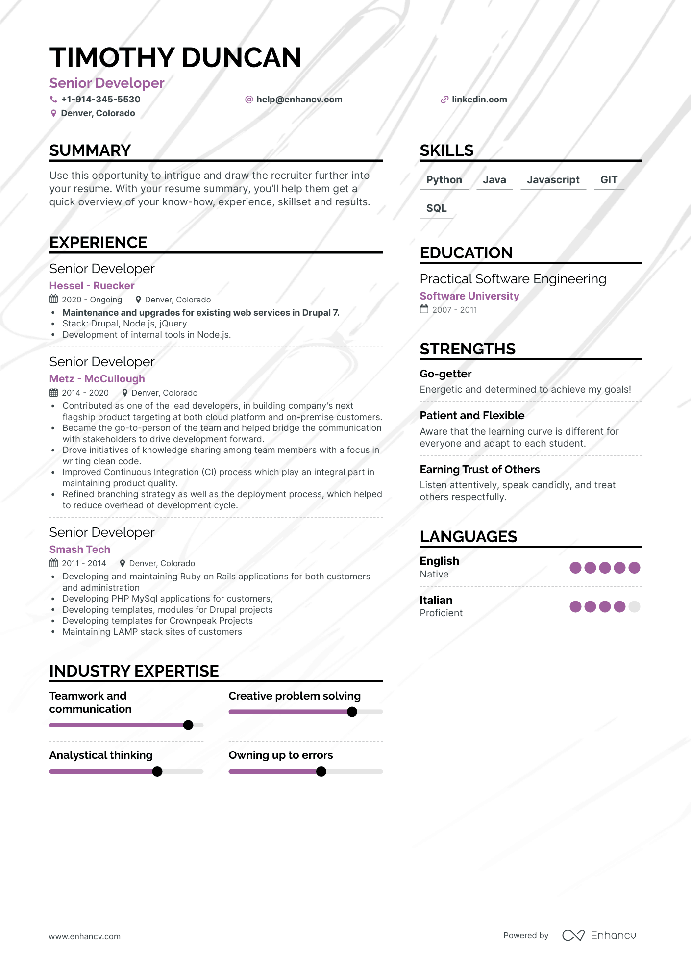 Senior Developer Resume Examples & Guide for 2023 (Layout, Skills ...