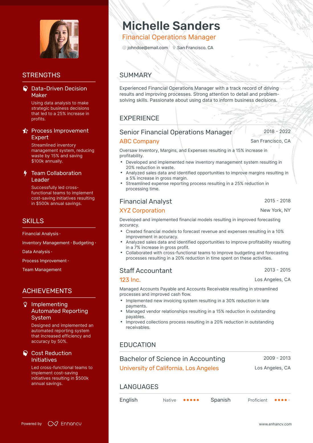 Polished Financial Operations Manager Resume Template