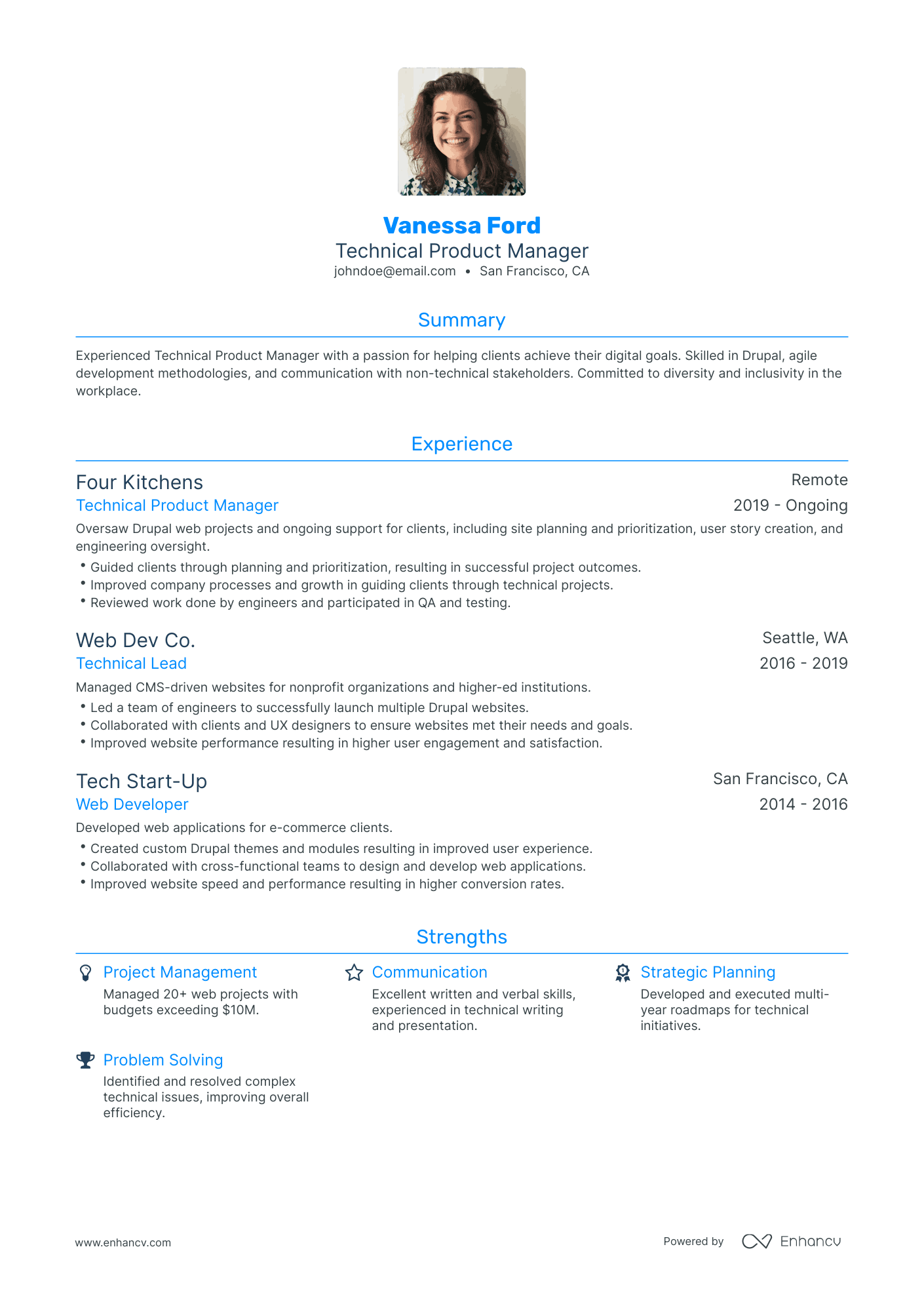 Traditional Technical Product Manager Resume Template