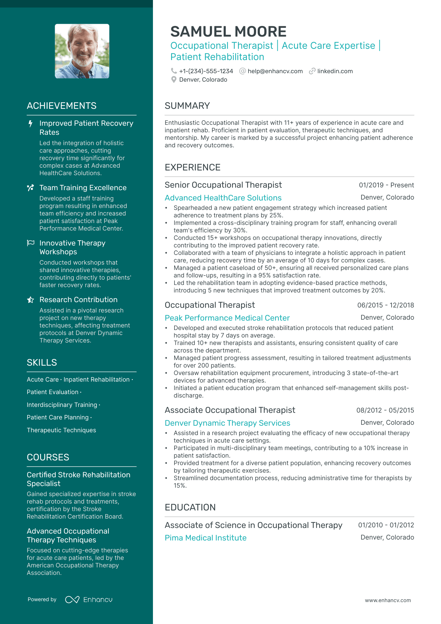 occupational therapy summary on resume