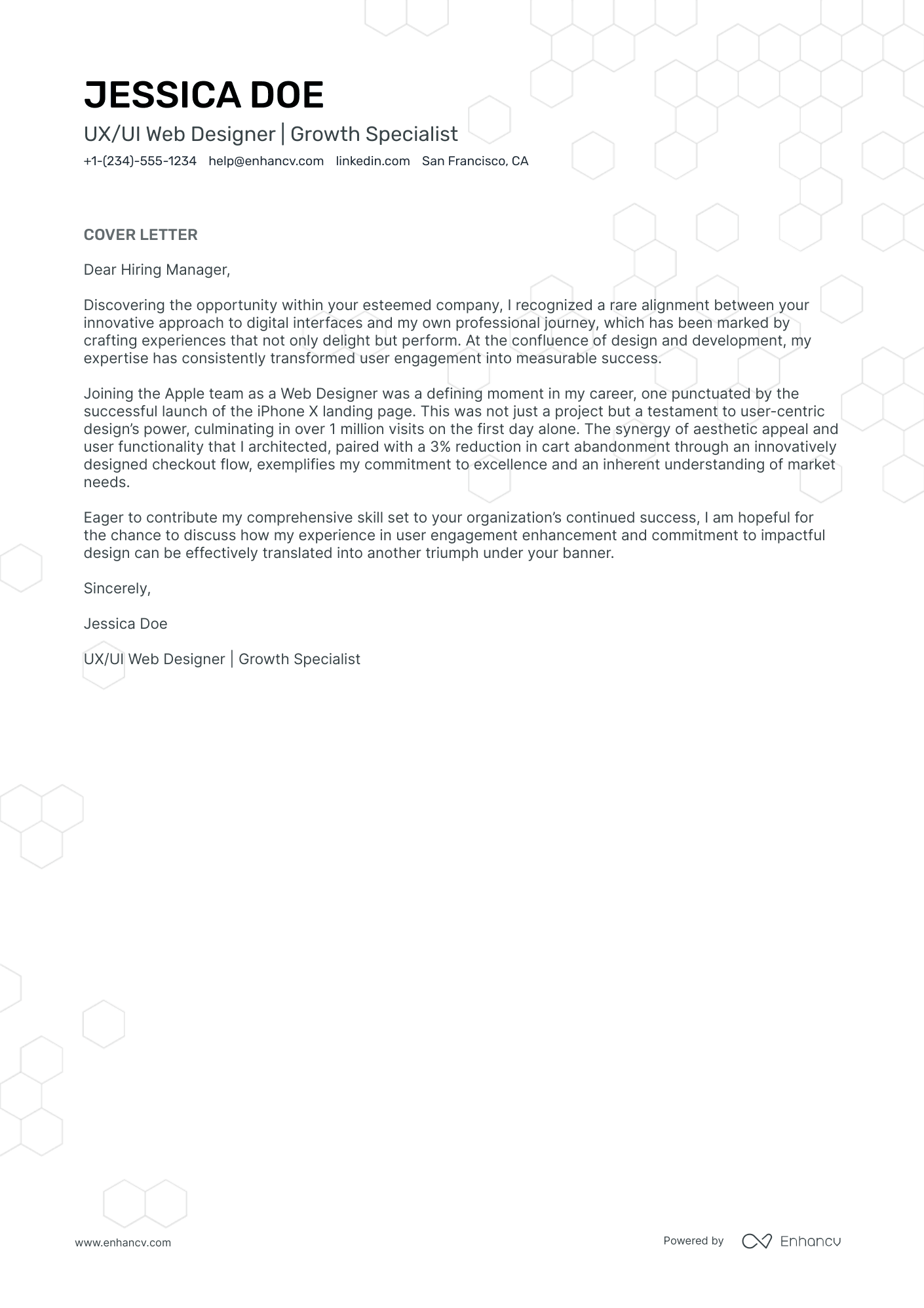 example of design cover letter