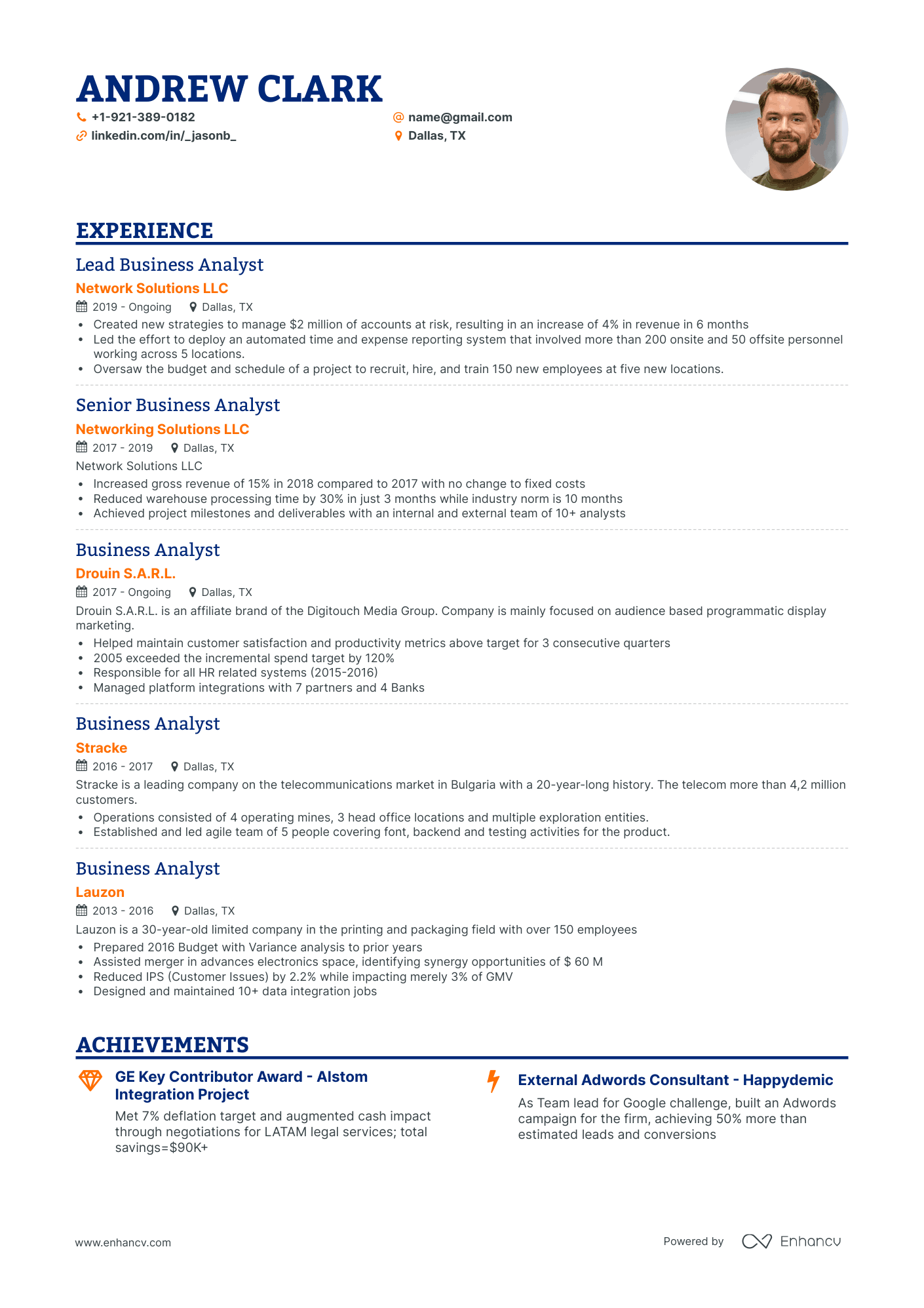 Classic Business Analyst Resume Template