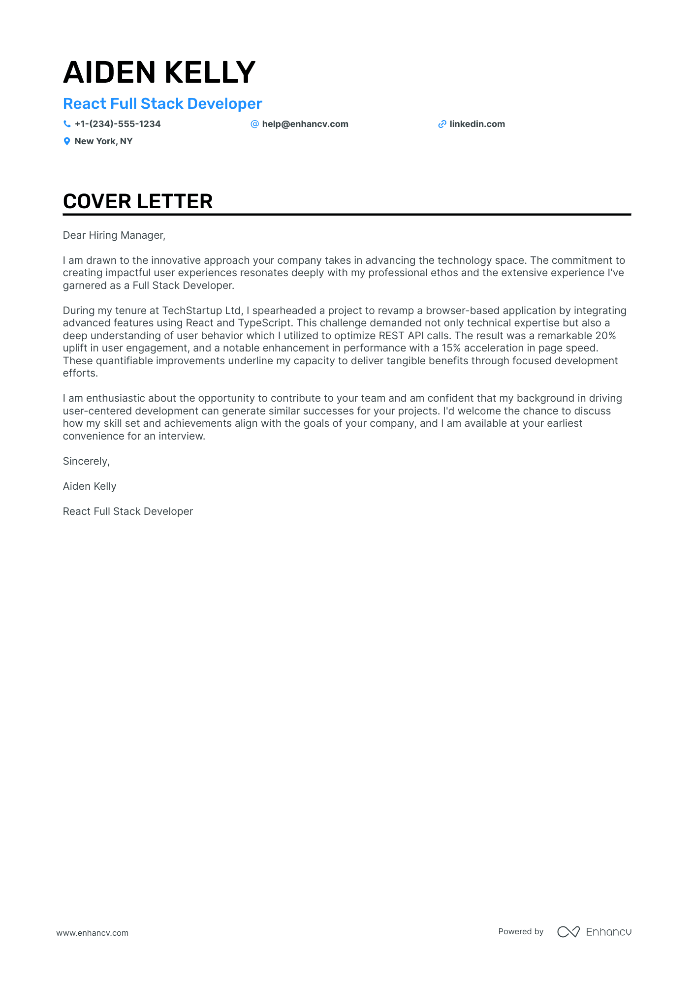 cover letter for job web developer