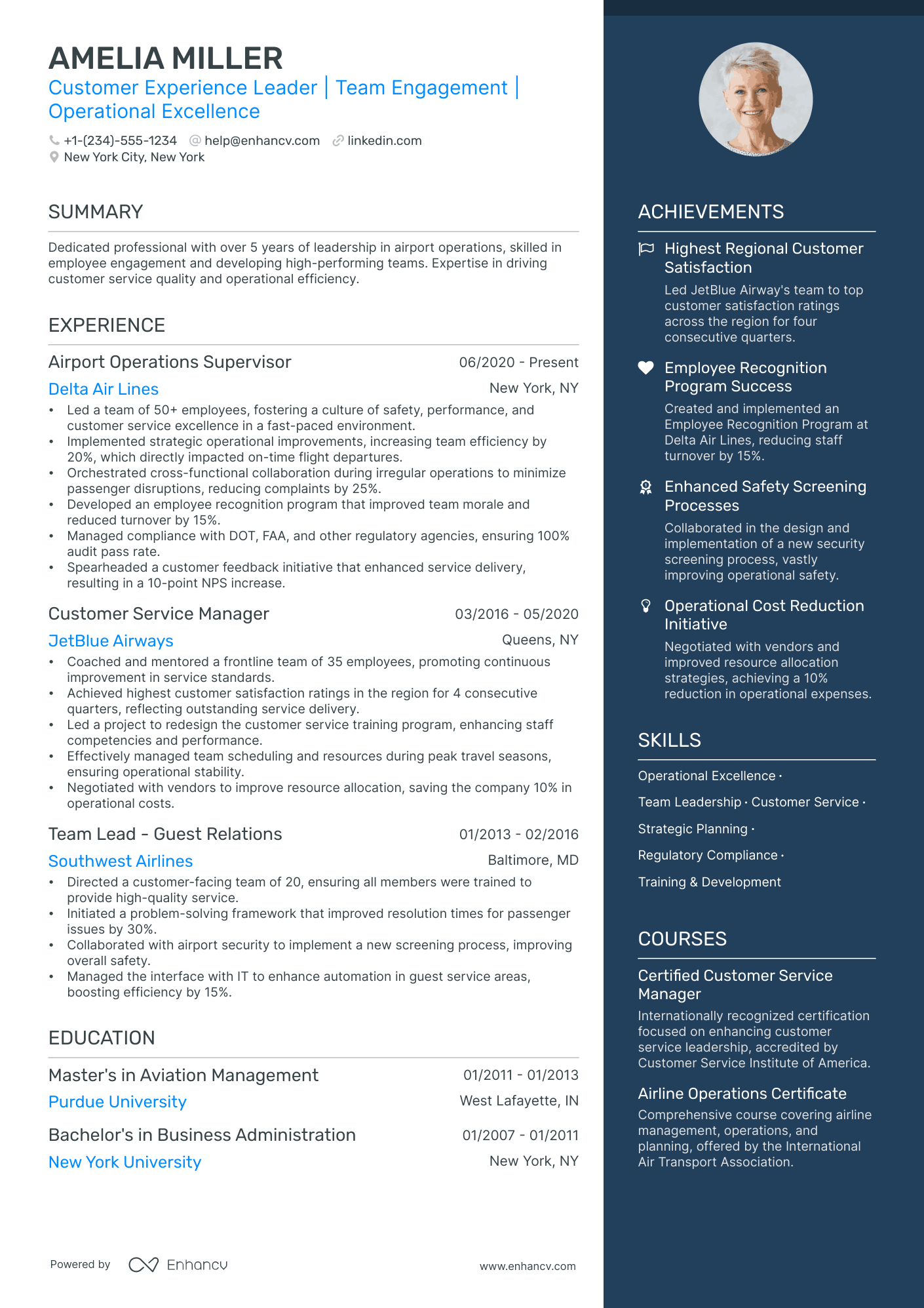 sample resume for customer service manager