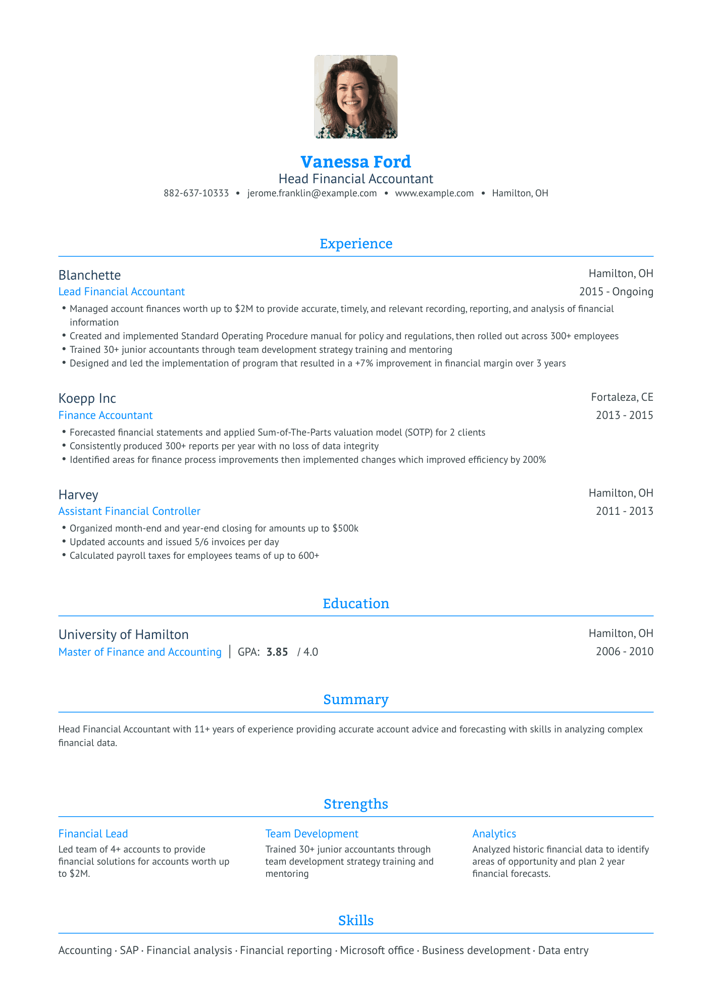 Traditional Finance Resume Template