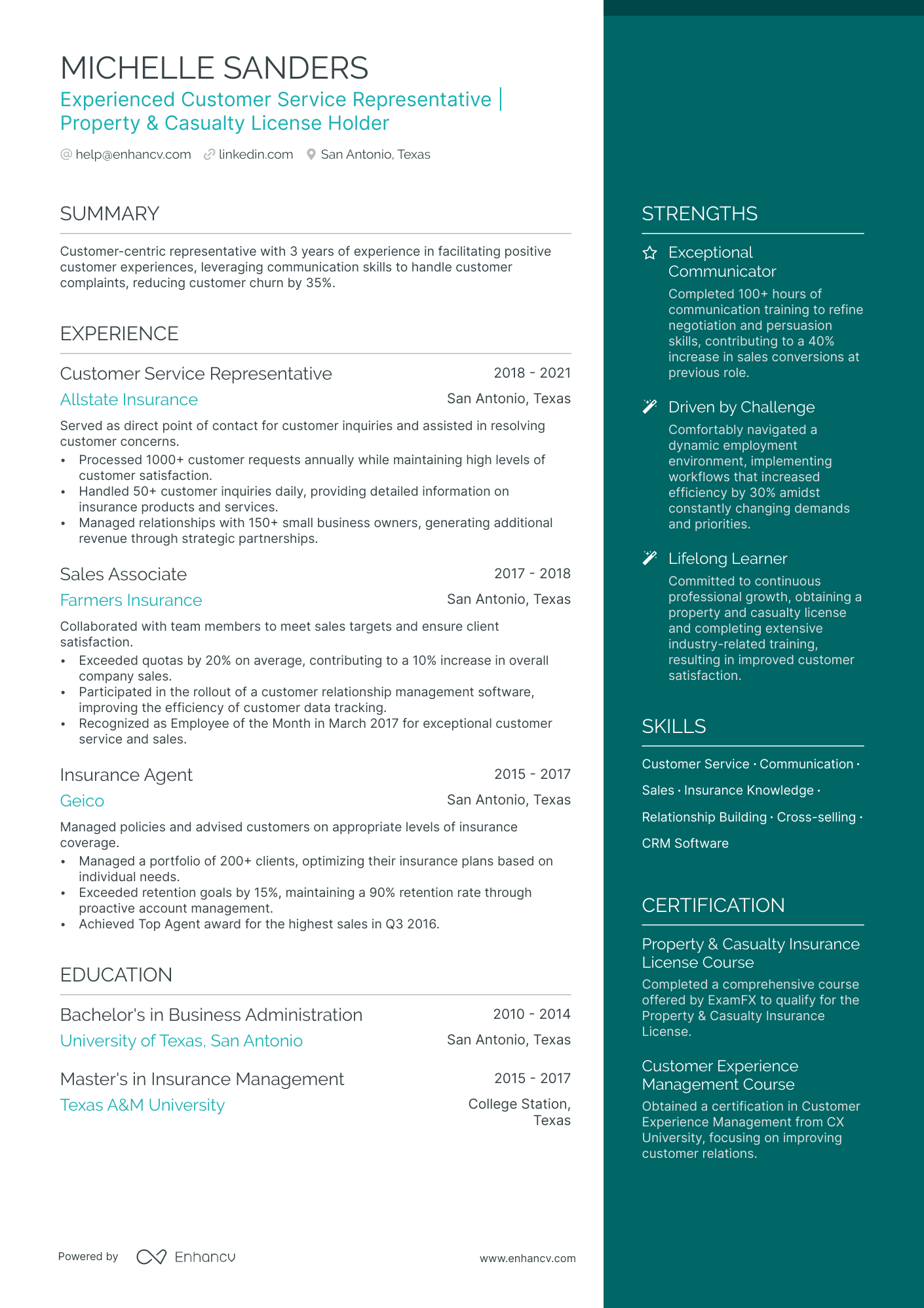 A resume example of a Client Support Specialist