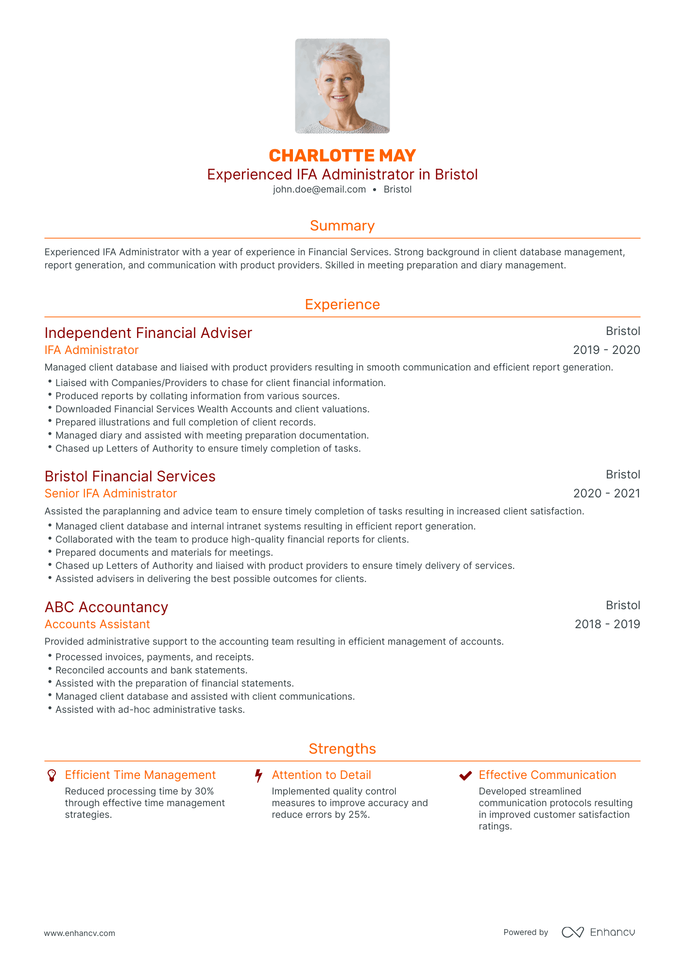 Traditional Financial Administrator Resume Template