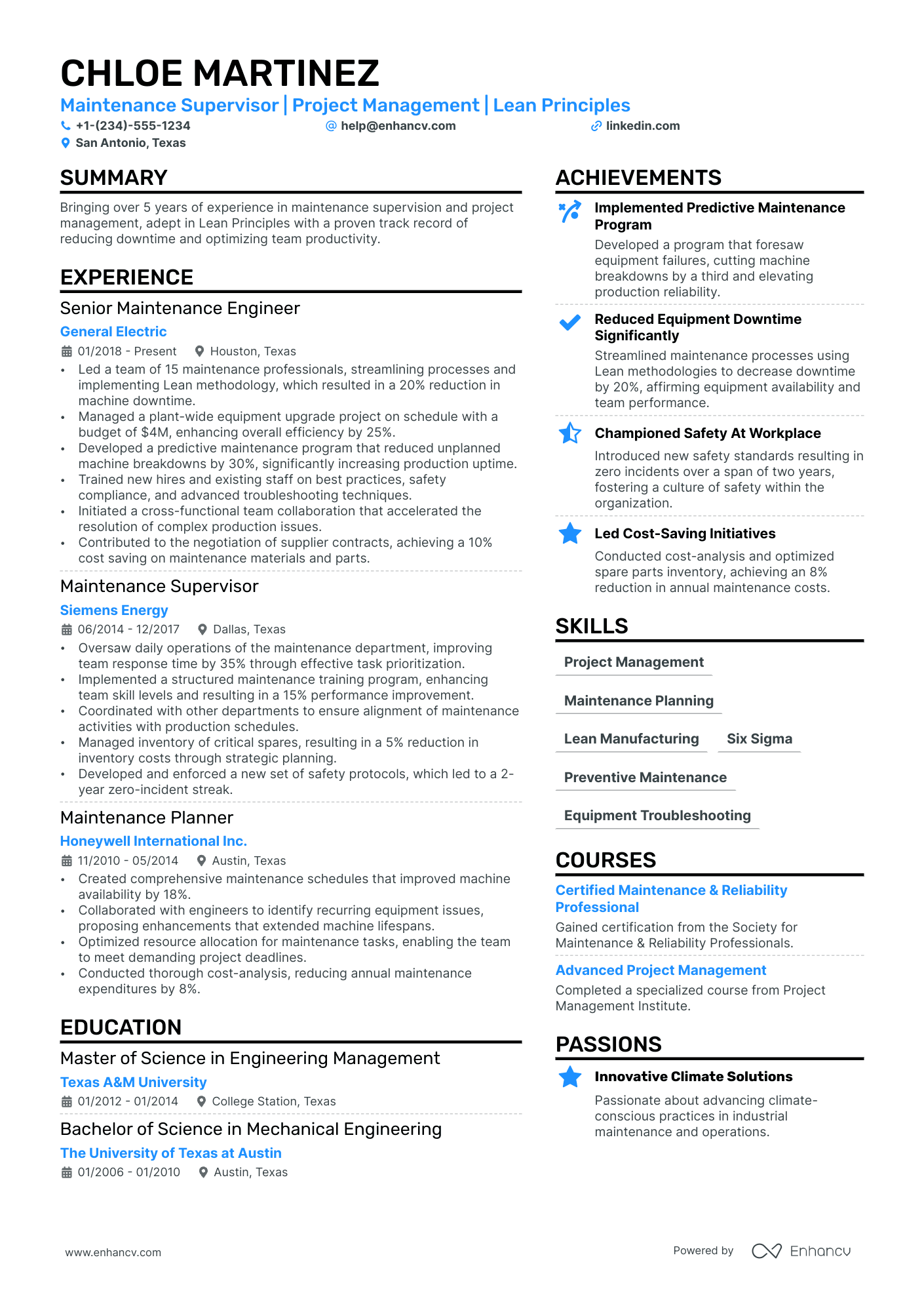 sample resume of construction project manager