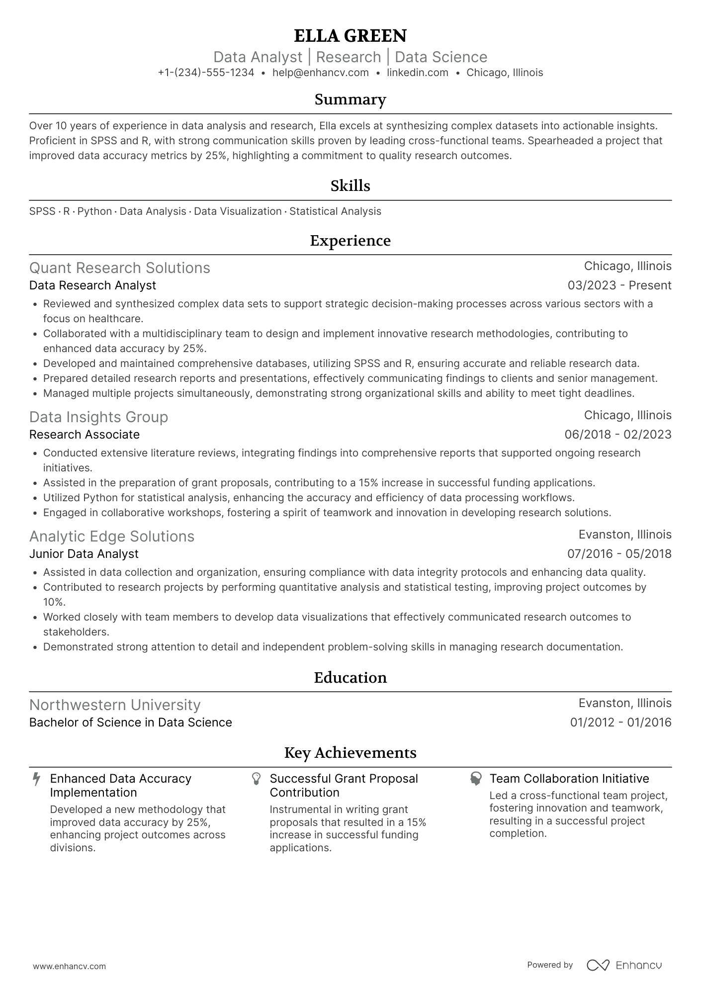 A resume example of a Graduate Research Assistant