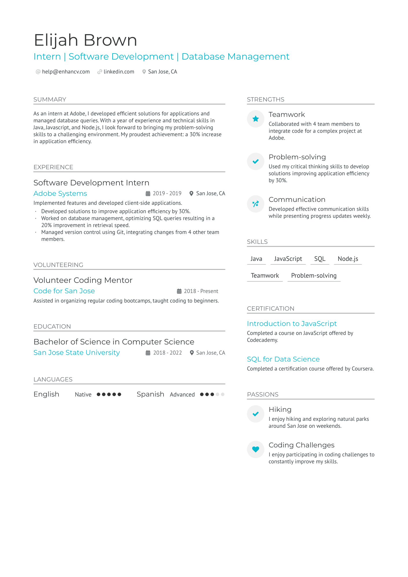 examples of college resume