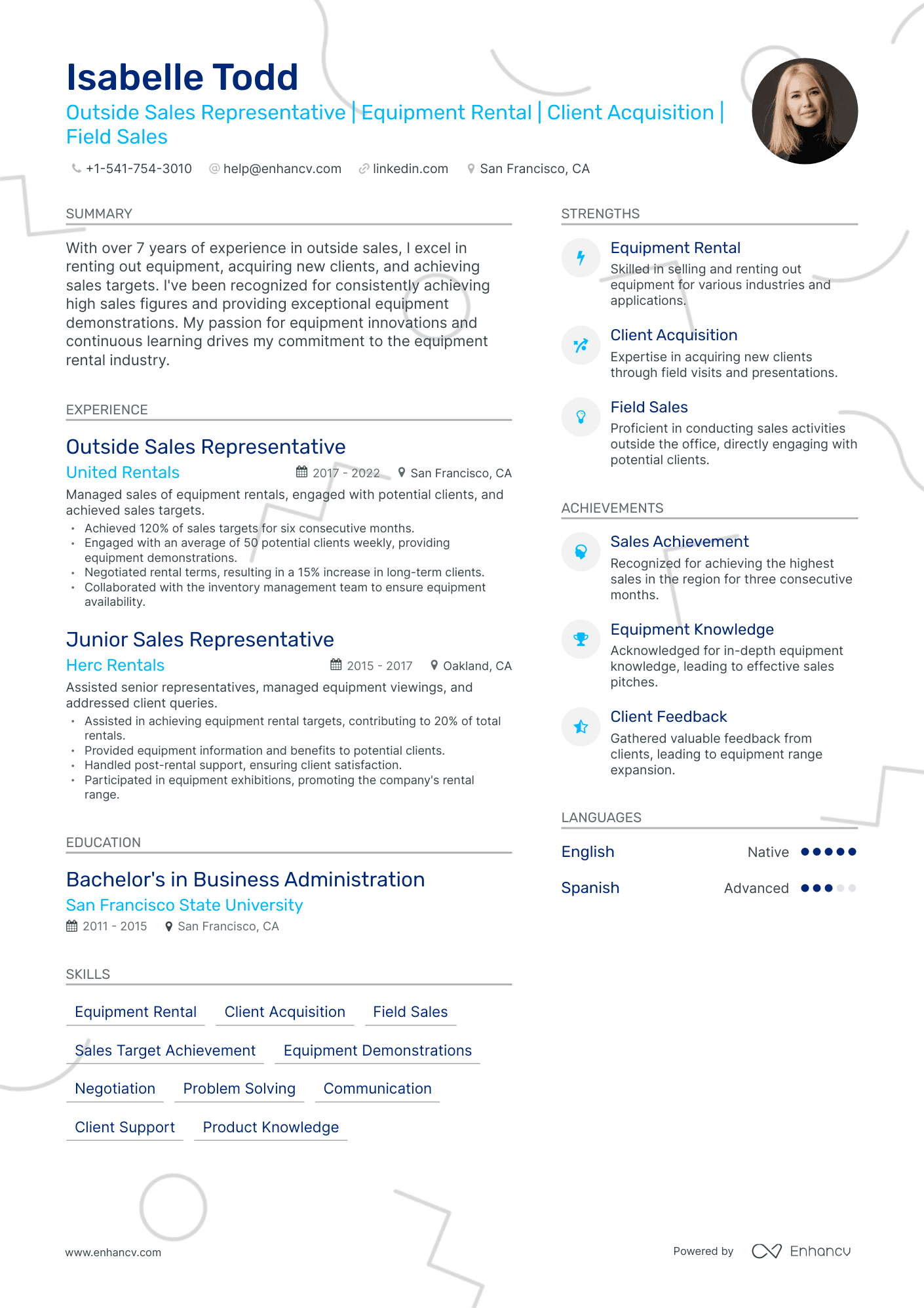 Modern Outside Sales Resume Template